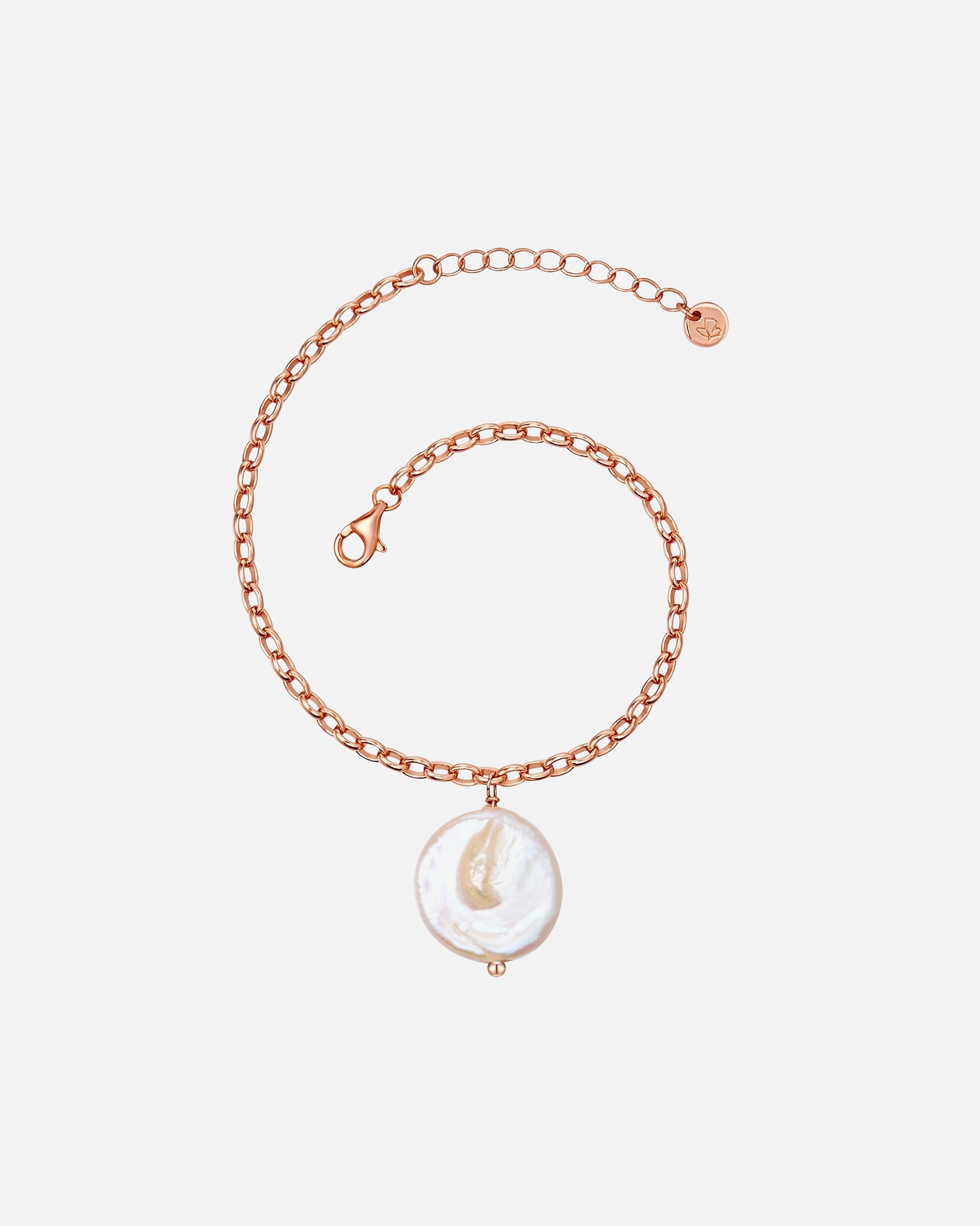 Bransoletka dla Kobieta Srebrna bransoleta srebro wysokiej próby Perła hodowlana słodkowodna różowe złoto 17,0 cm Basislänge + 3,0 cm Verlängerung