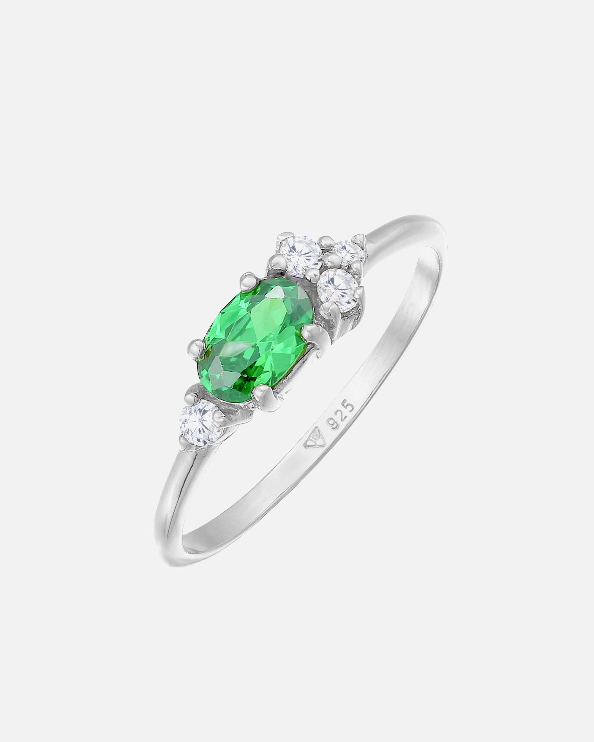 Pierścionek dla Kobieta Elli Damski pierścionek zaręczynowy Ekstrawagancki zielony z kryształami cyrkonii w srebrze próby 925 Sterling Silver 52
