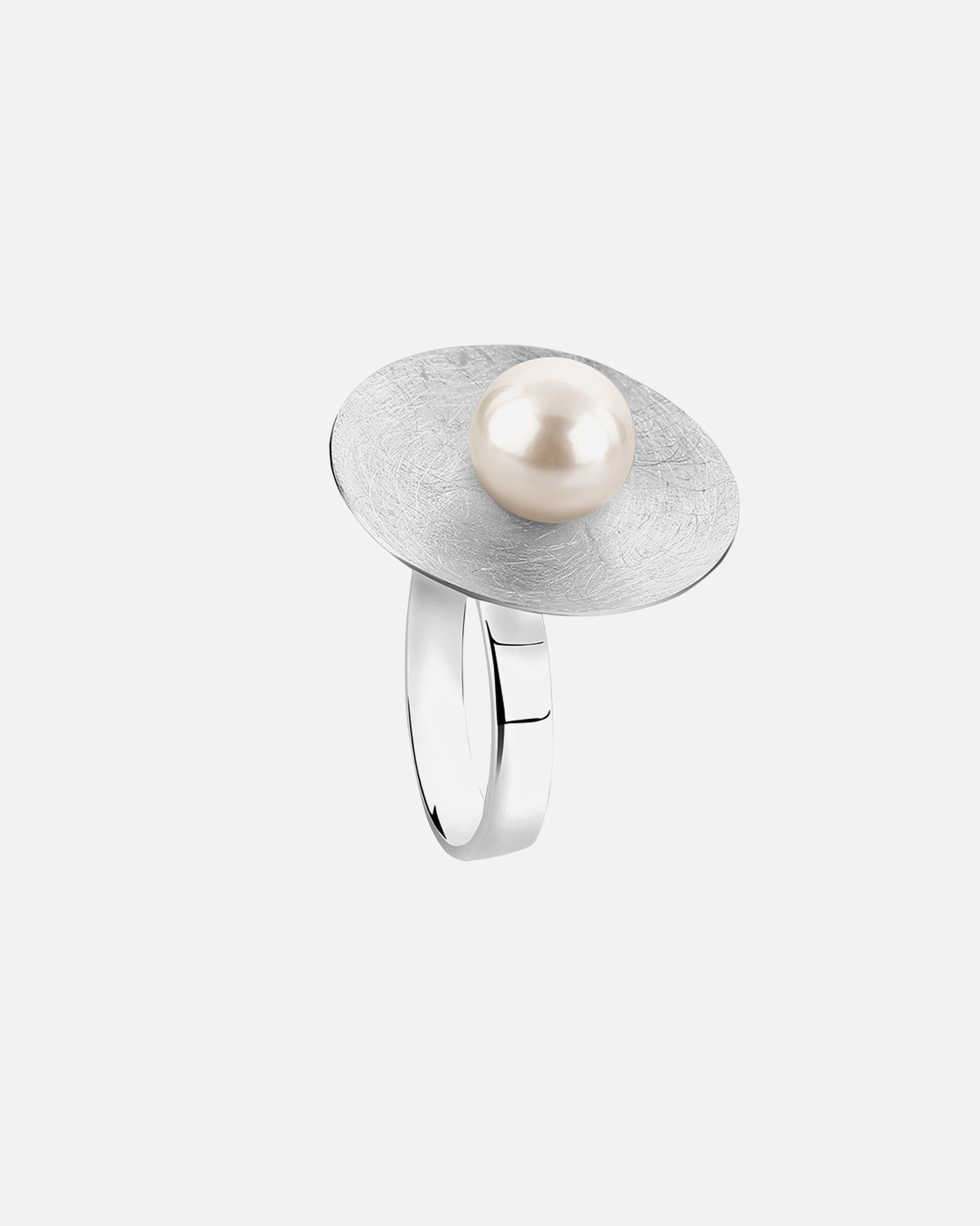 Pierścionek dla Kobieta Nenalina Damski elegancki koło okrągły Circle Round z muszlą perłową w srebrze 925 Sterling Silver 58