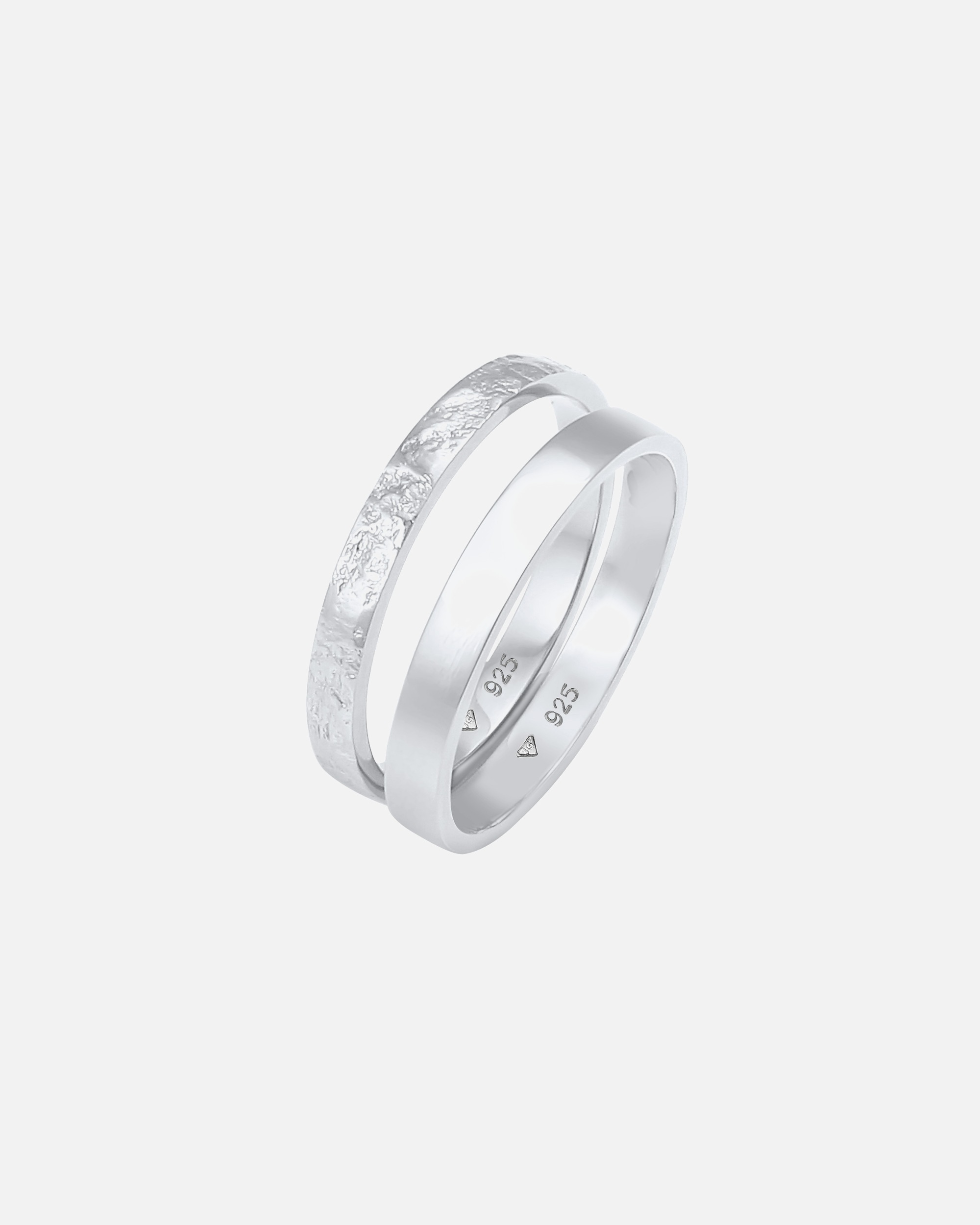 Pierścionek dla Kobieta Elli Damski zestaw Basic Look młotkowany w srebrze próby 925 Sterling Silver 54
