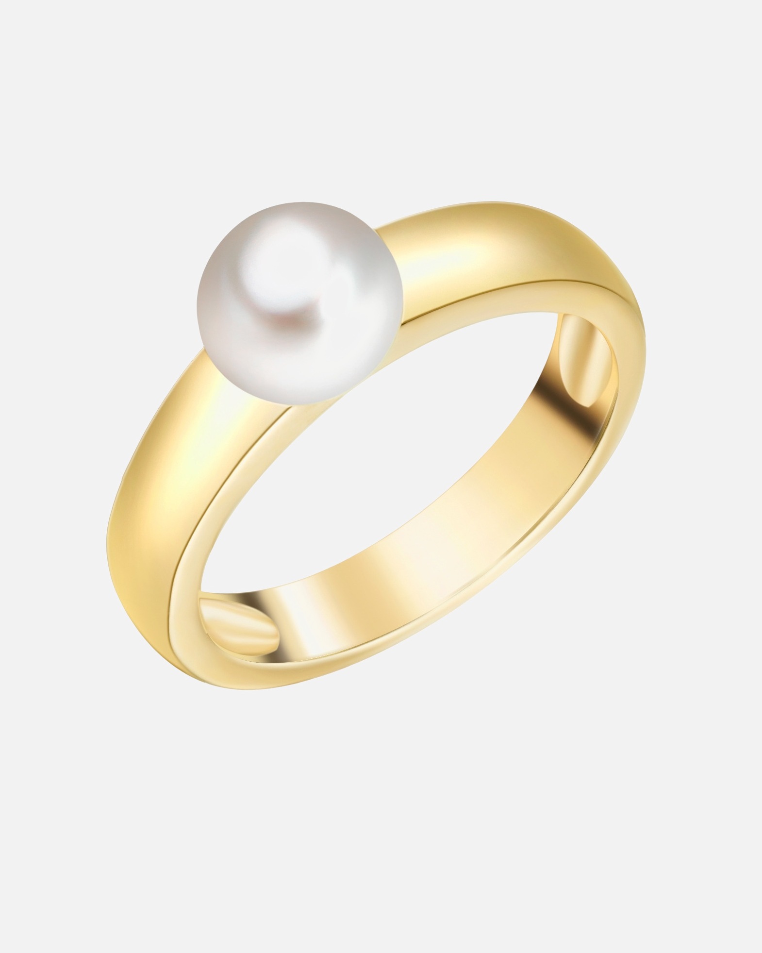 Pierścionek dla Kobieta Valero Pearls Pierścionek z perłą srebro wysokiej próby Perła hodowlana słodkowodna żółte złoto 50