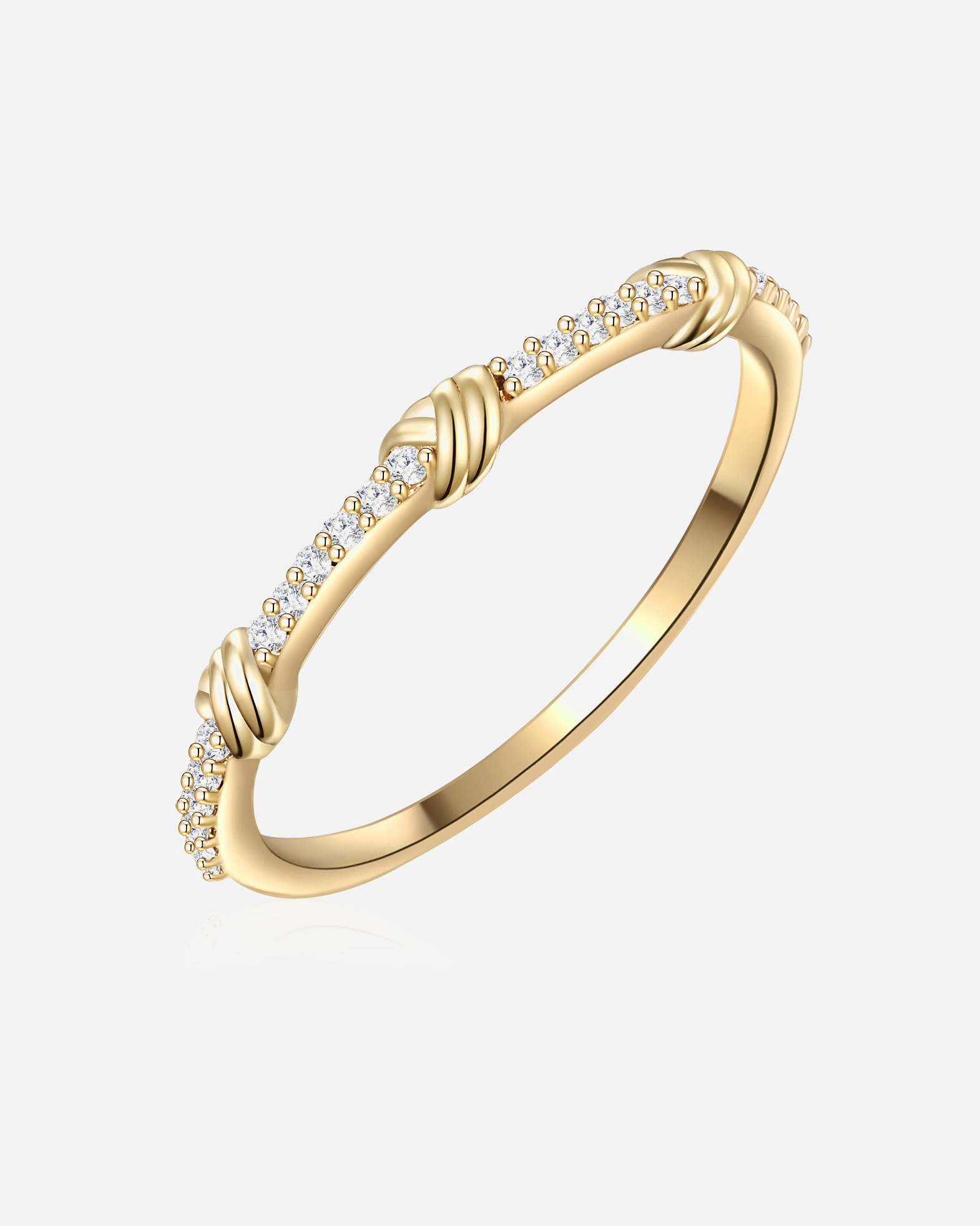 Pierścionek dla Kobieta Glanzstücke München Srebrny pierścionek srebro wysokiej próby Cyrkonia żółte złoto 60