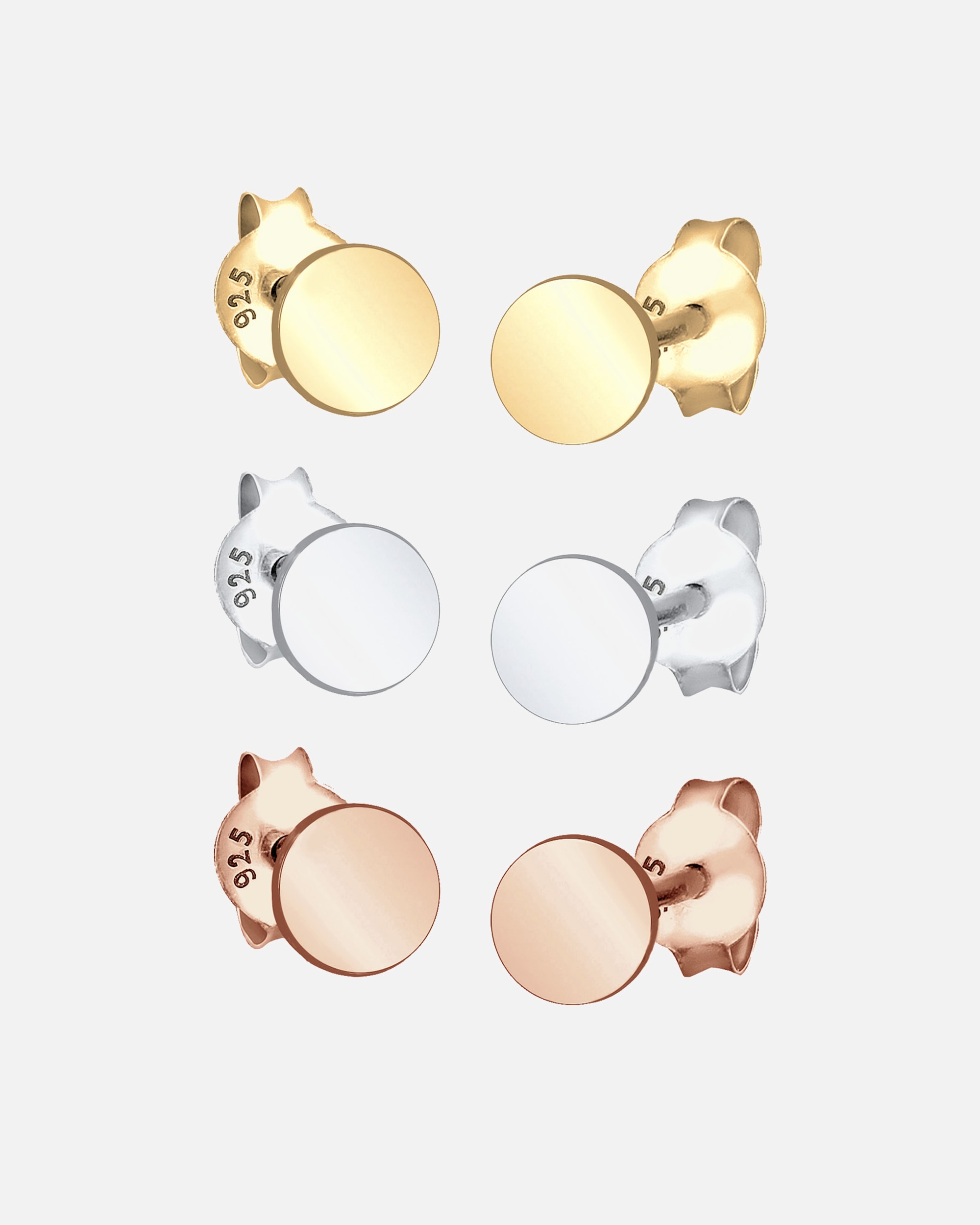 Kolczyki dla Kobieta Elli Damski zestaw 3 kółek Basic Tri-Colour ze srebra próby 925 Sterling Silver silberfarben