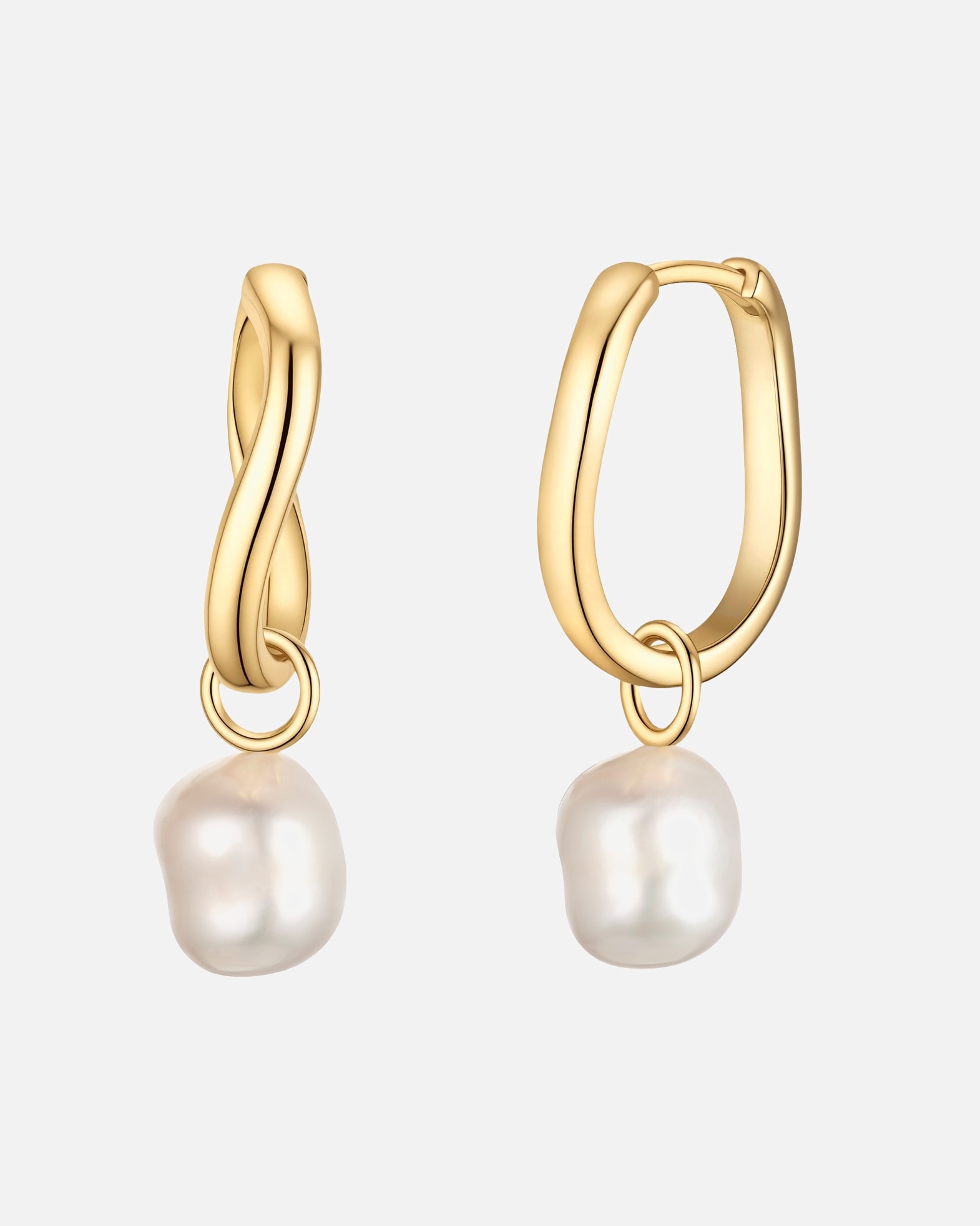 Obrączki dla Kobieta Glanzstücke München Kolczyki z perlami ze srebra próby 925 w kolorze zlotym z perla hodowlana 31,5 mm