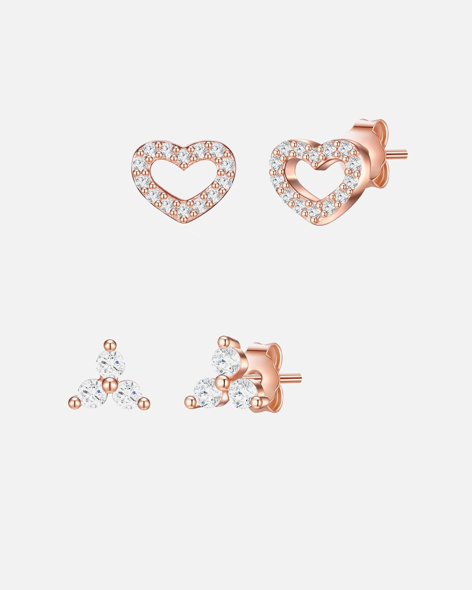 Kolczyki dla Kobieta Lulu & Jane Komplet (2 kolczyki) Serce Mosiadz Różowy złoty 5,8/4,5 mm