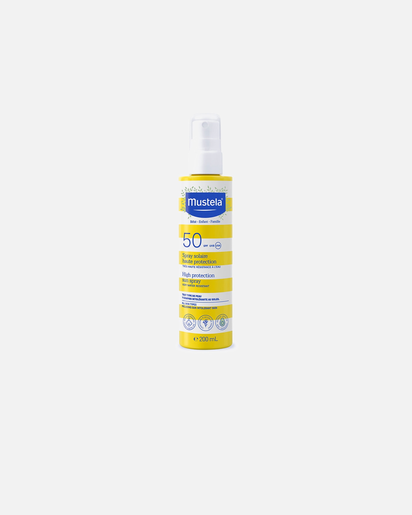 Ochrona przeciwsłoneczna dla dzieci dla Unisex Mustela BABY-CHILD SUN spray przeciwsłoneczny o wysokiej ochronie SPF50 200 ml