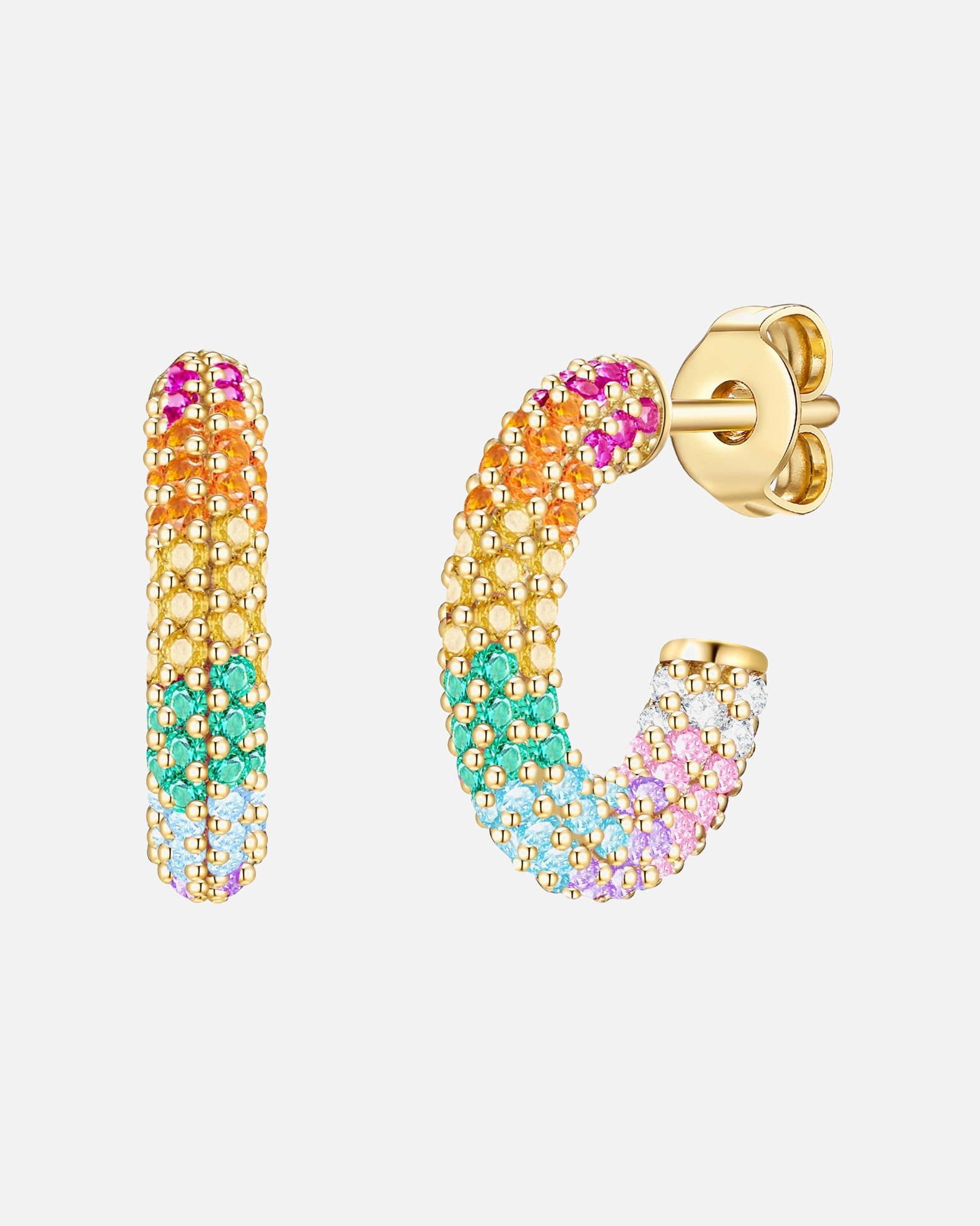 Obrączki dla Kobieta Srebrne kolczyki kreole srebro wysokiej próby Cyrkonia żółte złoto 15,6 mm