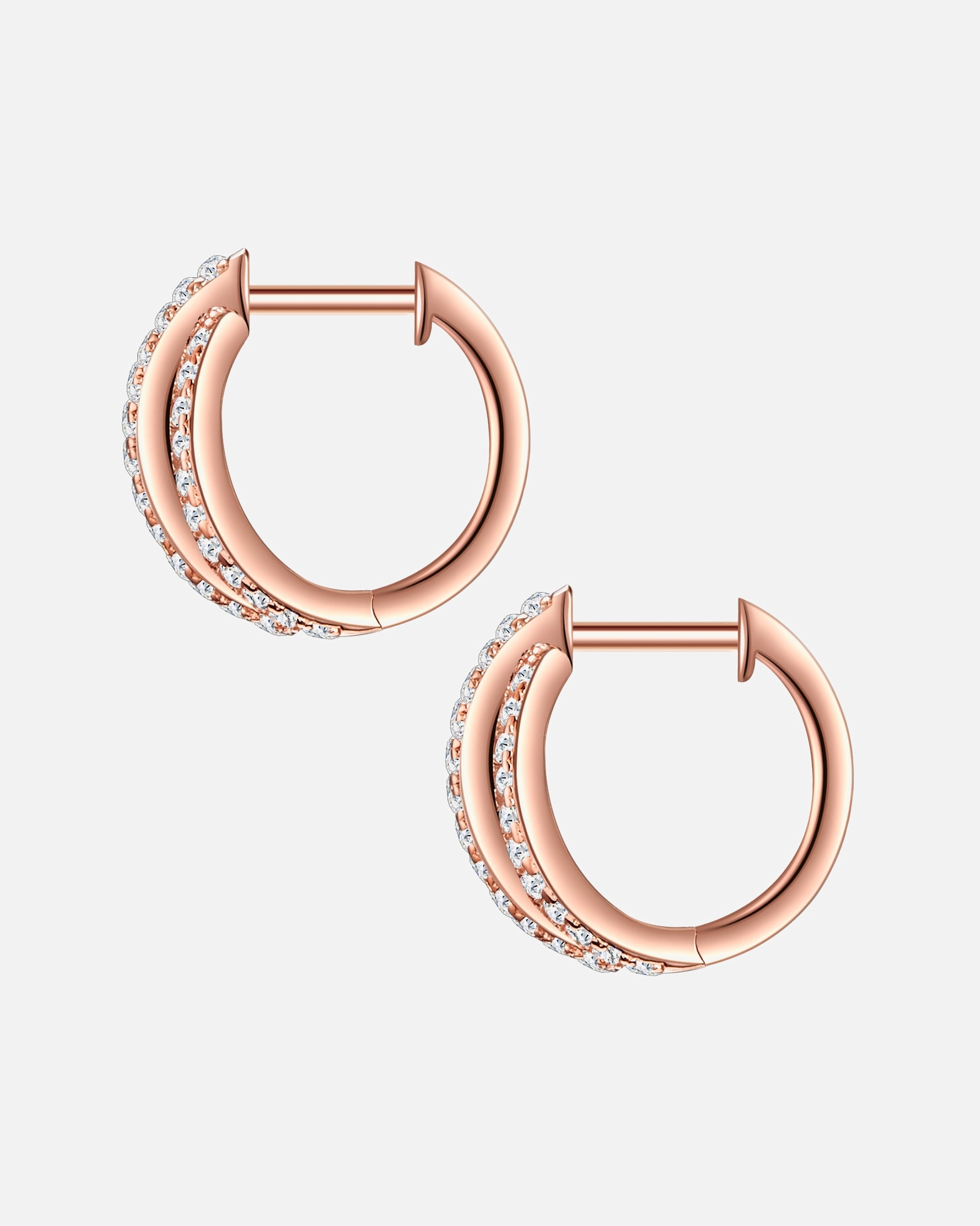 Kolczyki dla Kobieta Trilani Srebrne kolczyki kreole srebro wysokiej próby Cyrkonia różowe złoto 14,7 mm