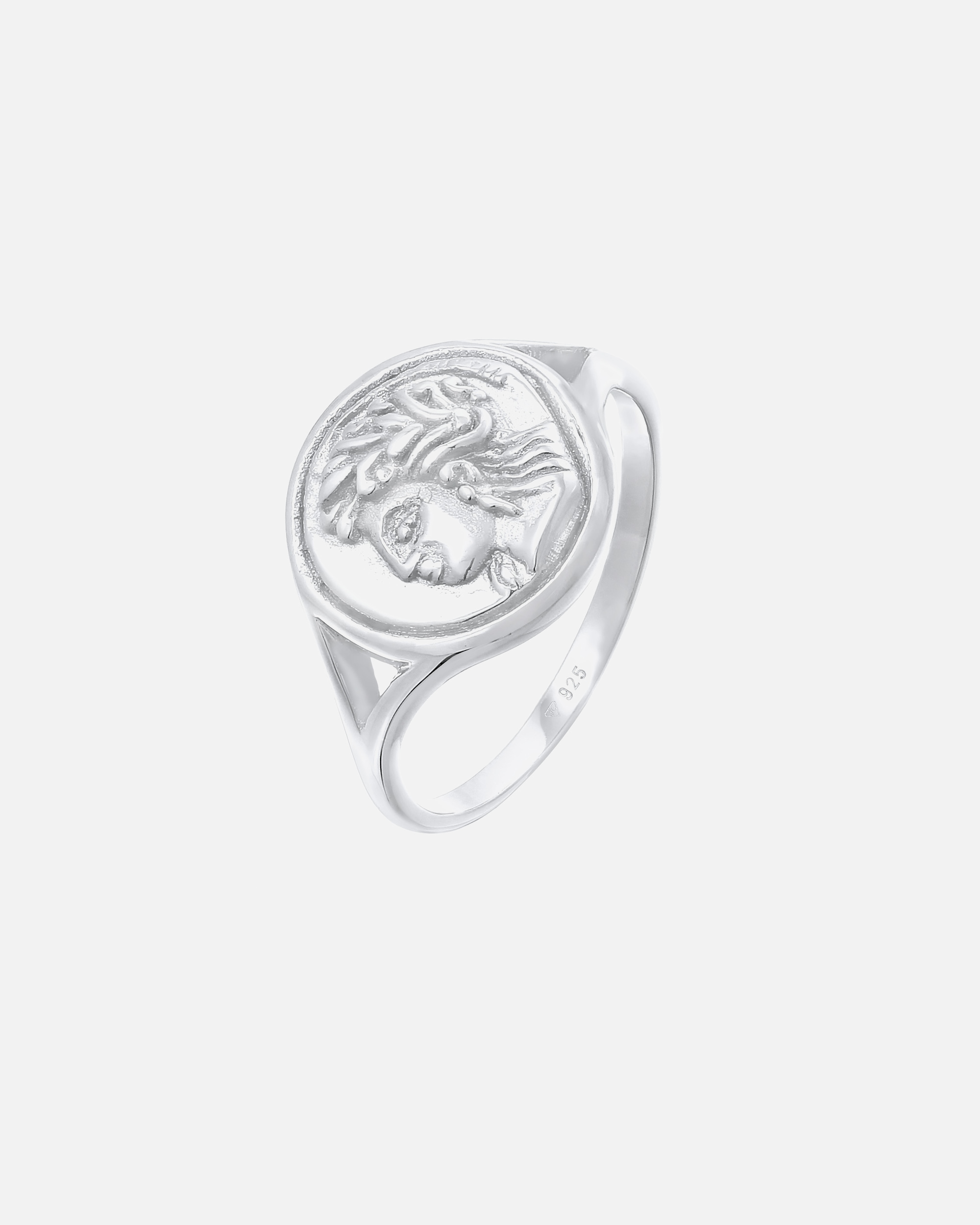 Pierścionek dla Kobieta Elli Damski pierścionek sygnet moneta Vintage Look Trend Blogger w srebrze 925 Sterling Silver 56