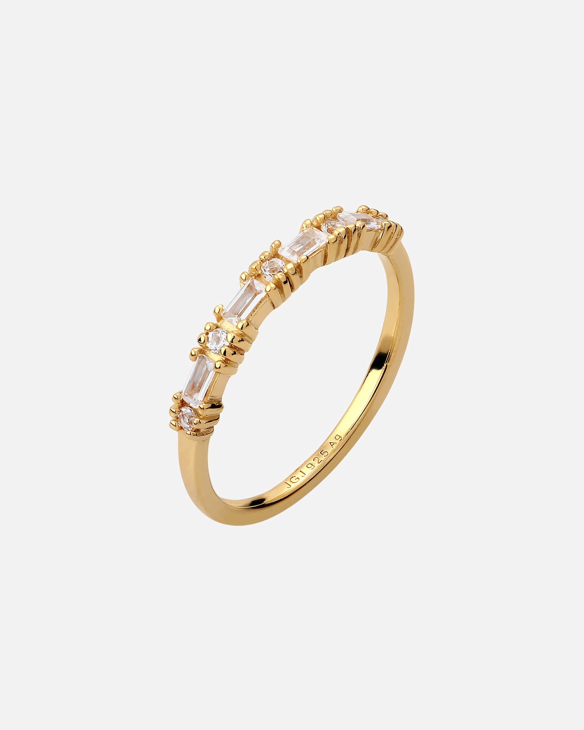 Pierścionek dla Kobieta Elli PREMIUM Pierścionek z Kamieniami Damski Topaz Szlif Bagietkowy Szlif Diamentowy Białe 925 Sterling Silver Stroje Wieczorowe 52