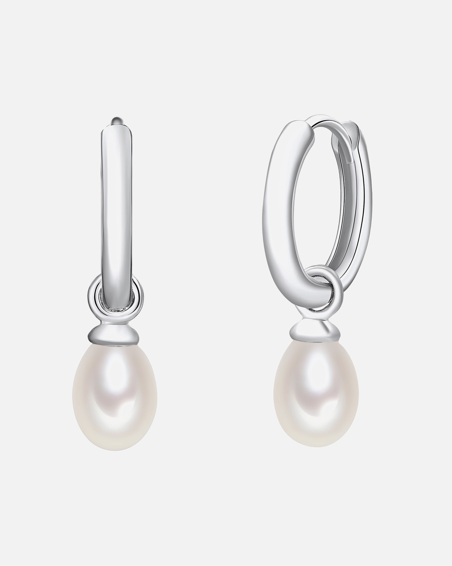 Kolczyki dla Kobieta Valero Pearls Kreole z perłą srebro wysokiej próby Perła hodowlana słodkowodna srebrny 26,2 mm