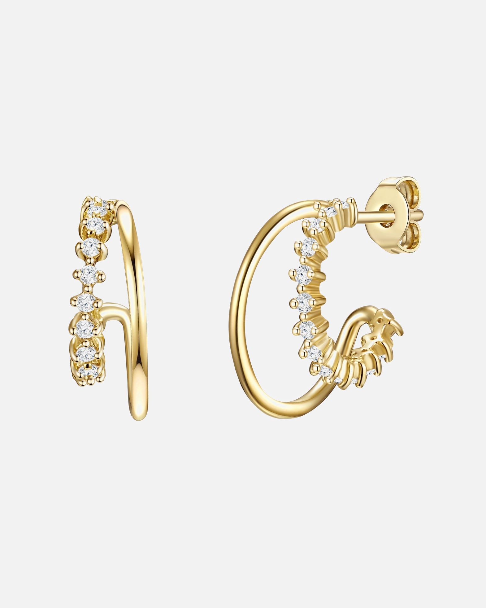 Kolczyki dla Kobieta Glanzstücke München Srebrne kolczyki kreole srebro wysokiej próby Cyrkonia żółte złoto 16,0 mm