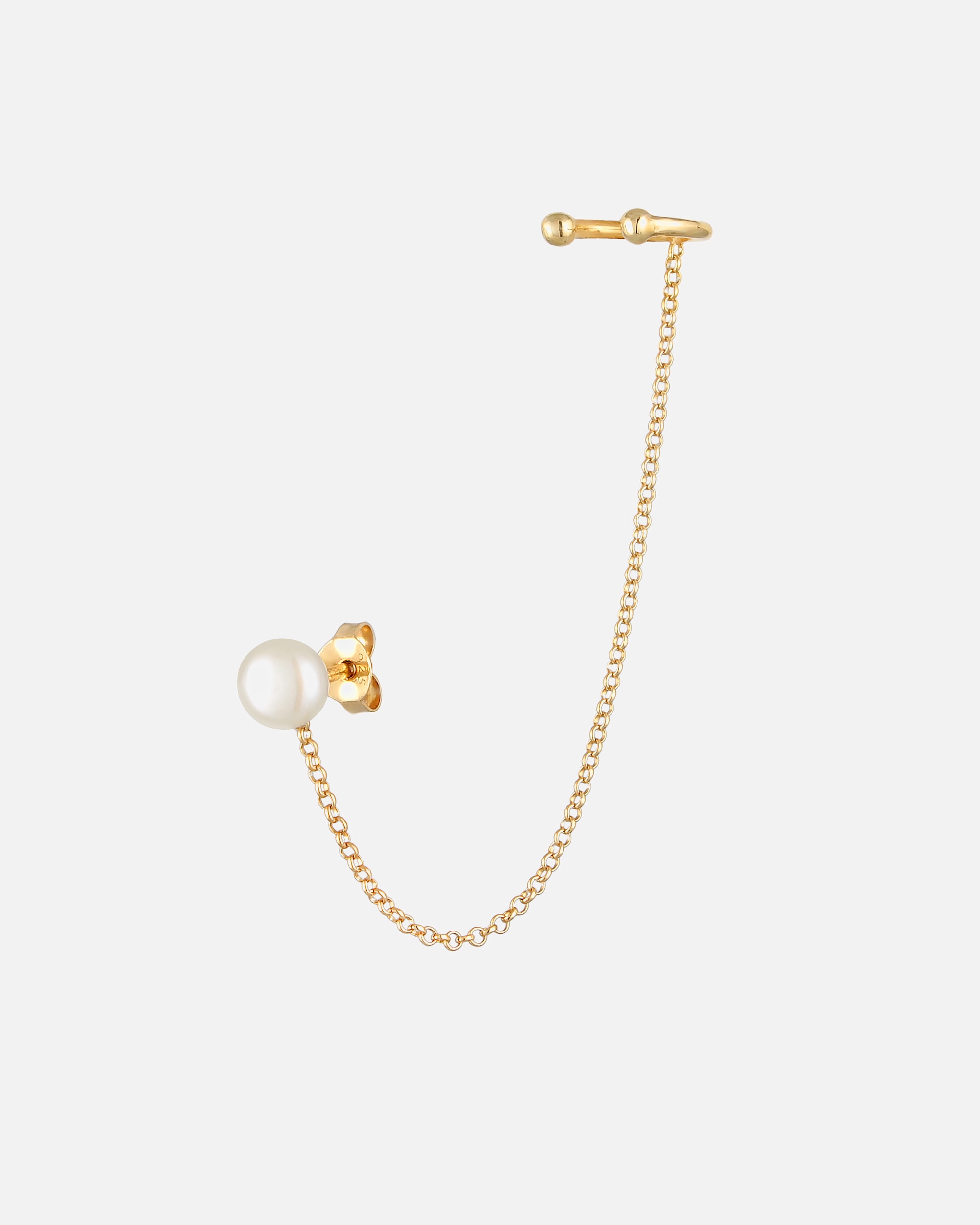 Kolczyki dla Kobieta Elli Damska nausznica z zapinką łańcuszek z perłą hodowlana słodkowodną z pozłacanego srebra próby 925 Sterling Silver goldfarben