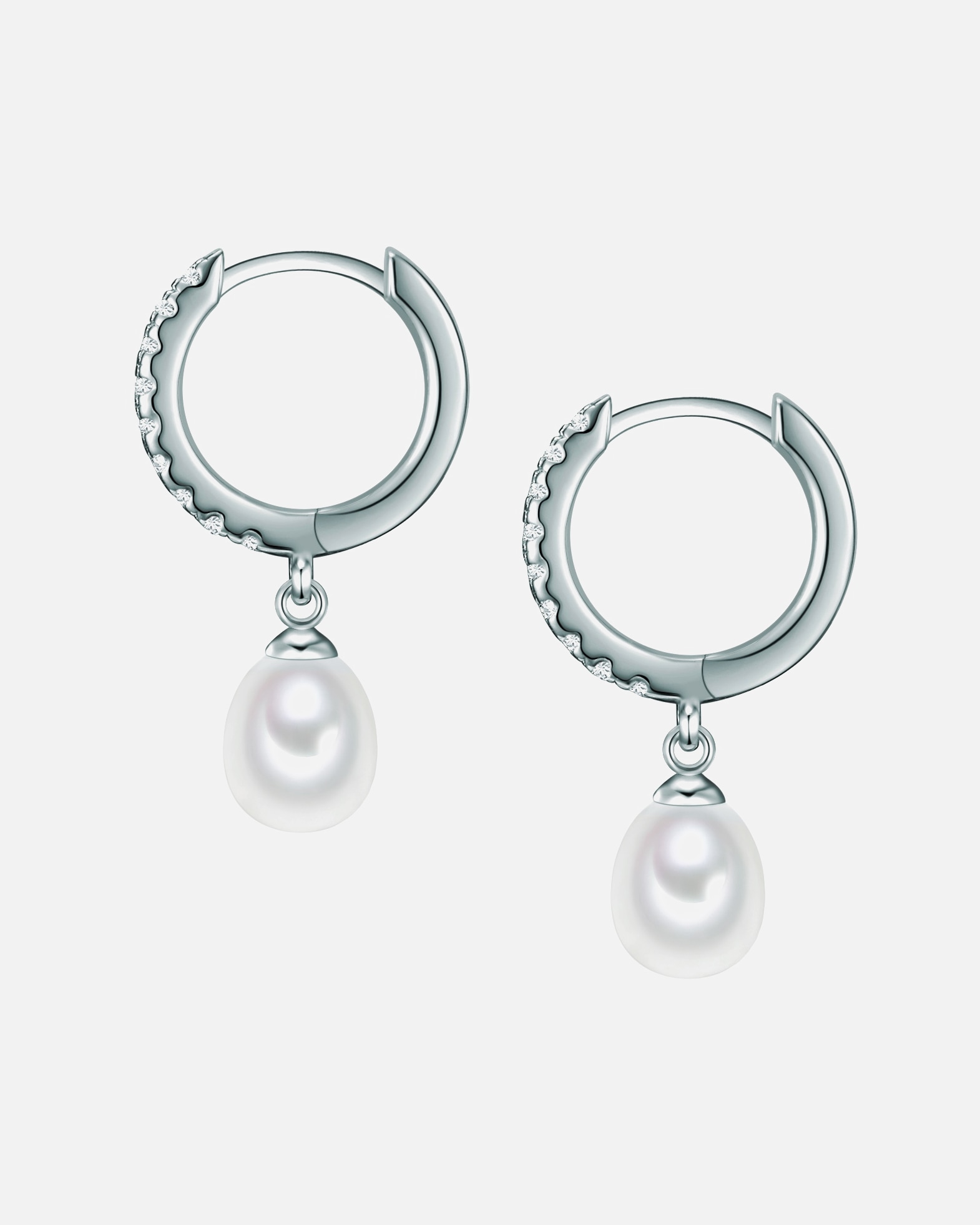 Obrączki dla Kobieta Valero Pearls Srebrne kolczyki kreole srebro wysokiej próby Cyrkonia Perła hodowlana słodkowodna żółte złoto 24,4 mm