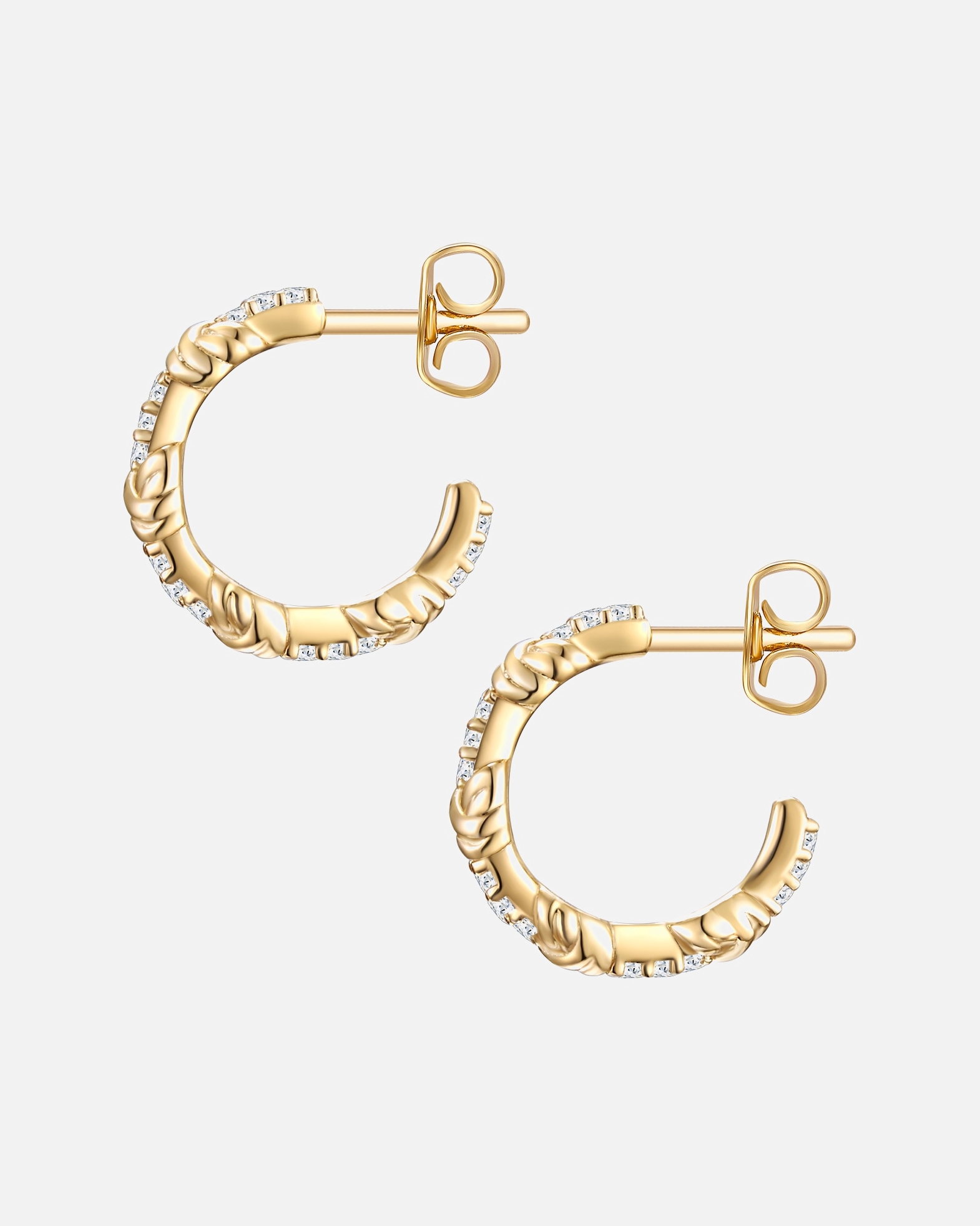 Kolczyki dla Kobieta Glanzstücke München Srebrne kolczyki kreole srebro wysokiej próby Cyrkonia żółte złoto 13,8 mm