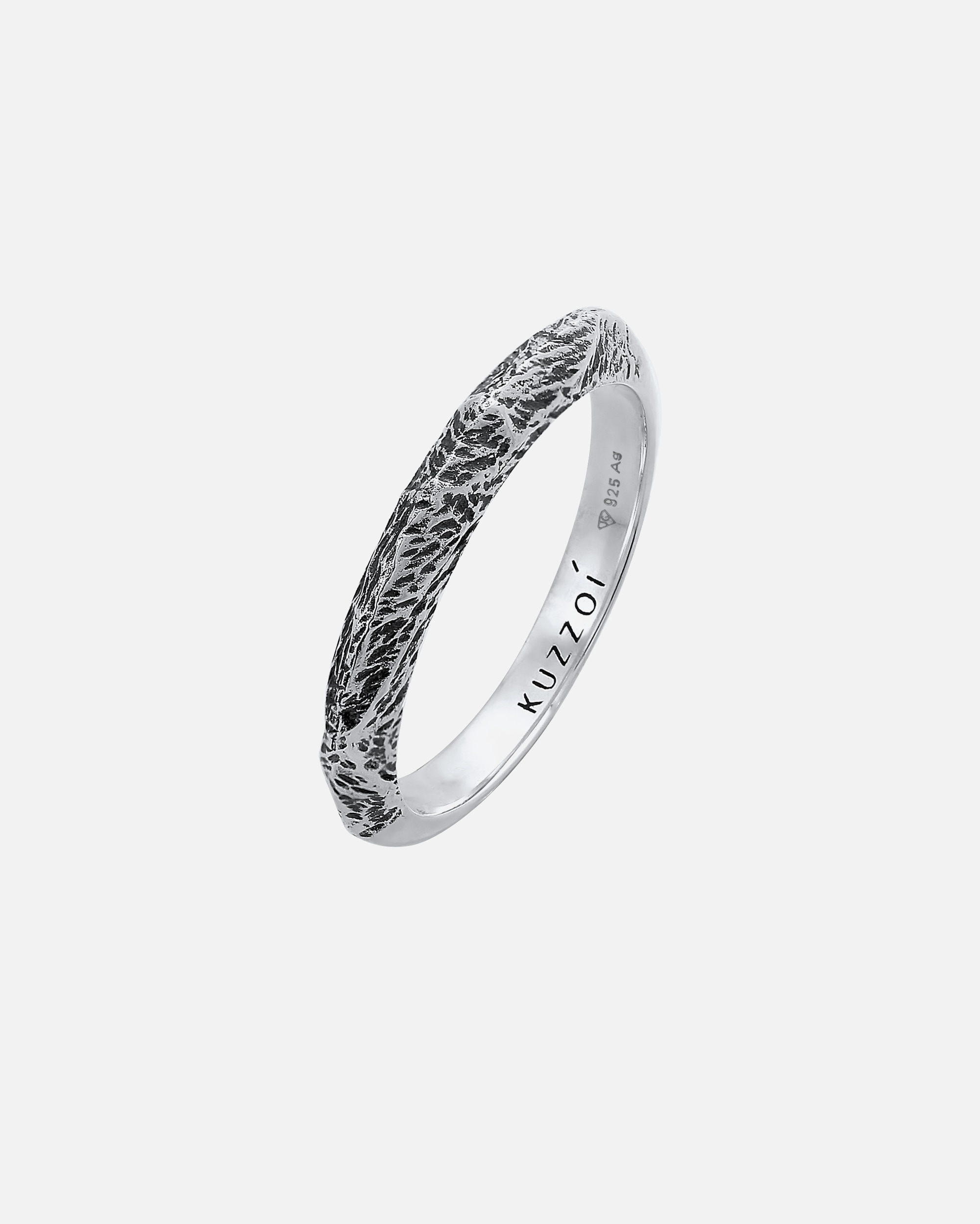 Pierścionek dla Mężczyzna KUZZOI Męski pierścionek obrączka wąska Used Look Solid Trend w srebrze 925 Sterling Silver 62