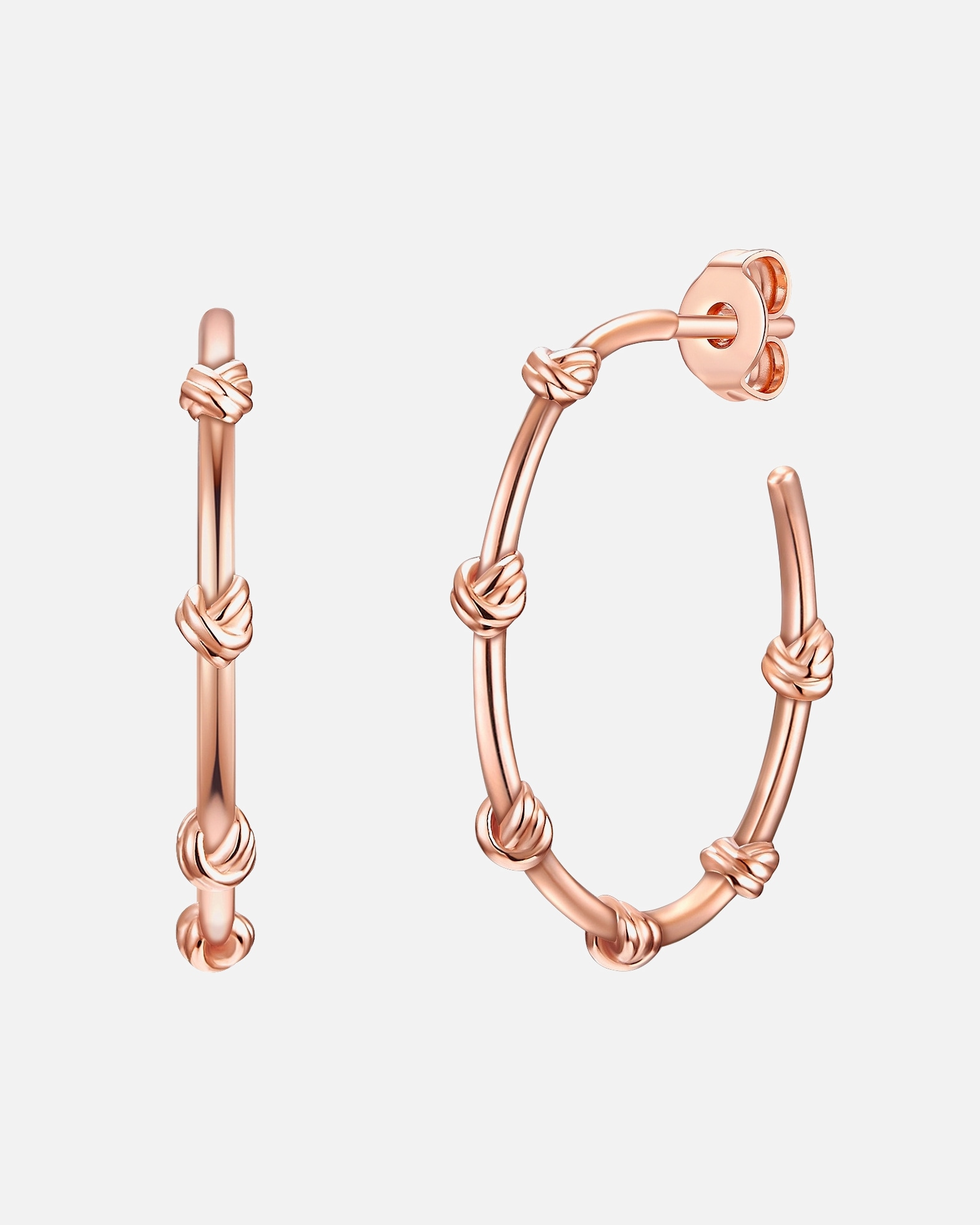 Kolczyki dla Kobieta Srebrne kolczyki kreole srebro wysokiej próby różowe złoto 25,0 mm