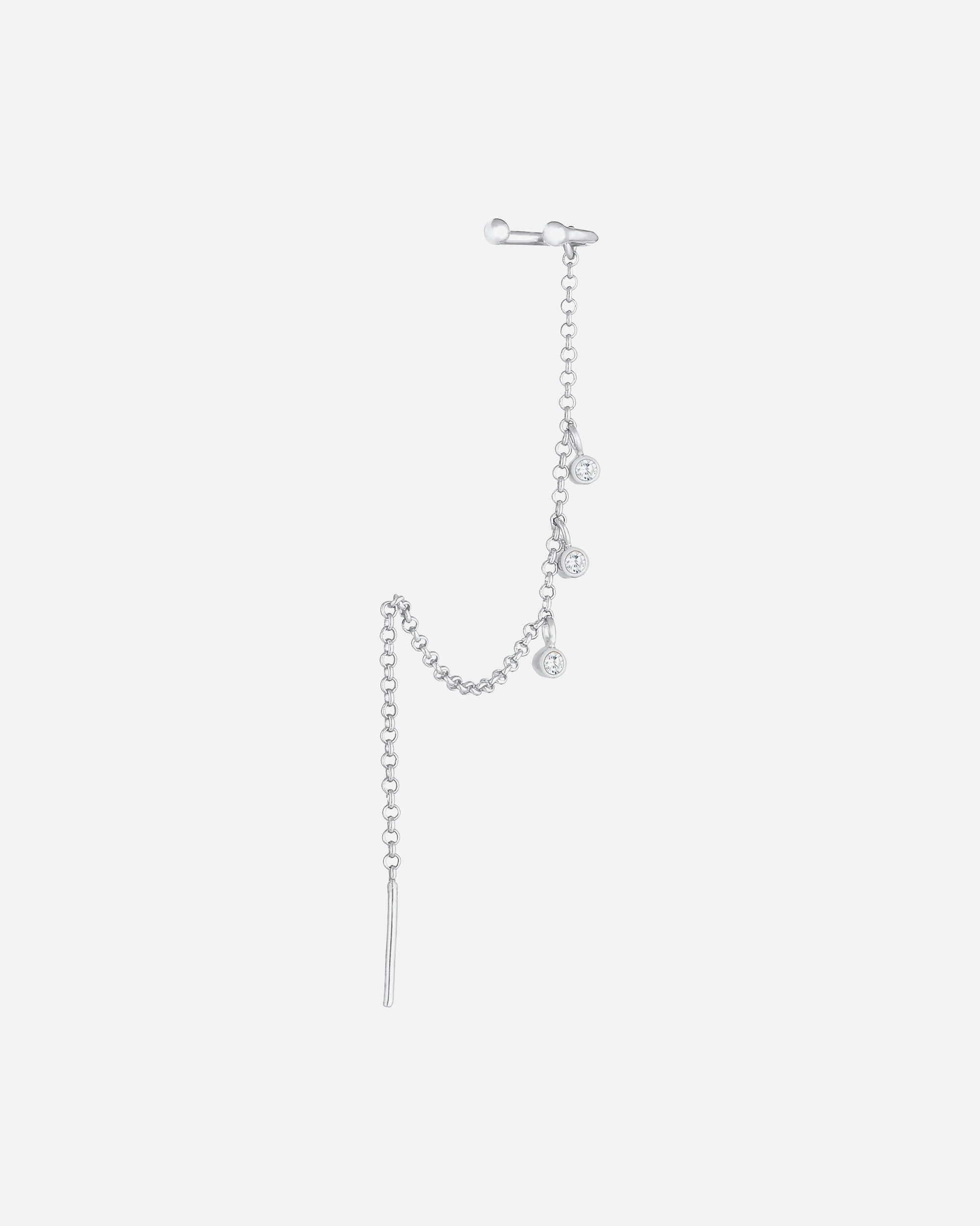 Ozdoba ucha dla Kobieta Elli Damska nausznica Pull Through z cyrkonią Single Trend Blogger w srebrze 925 Sterling Silver silberfarben