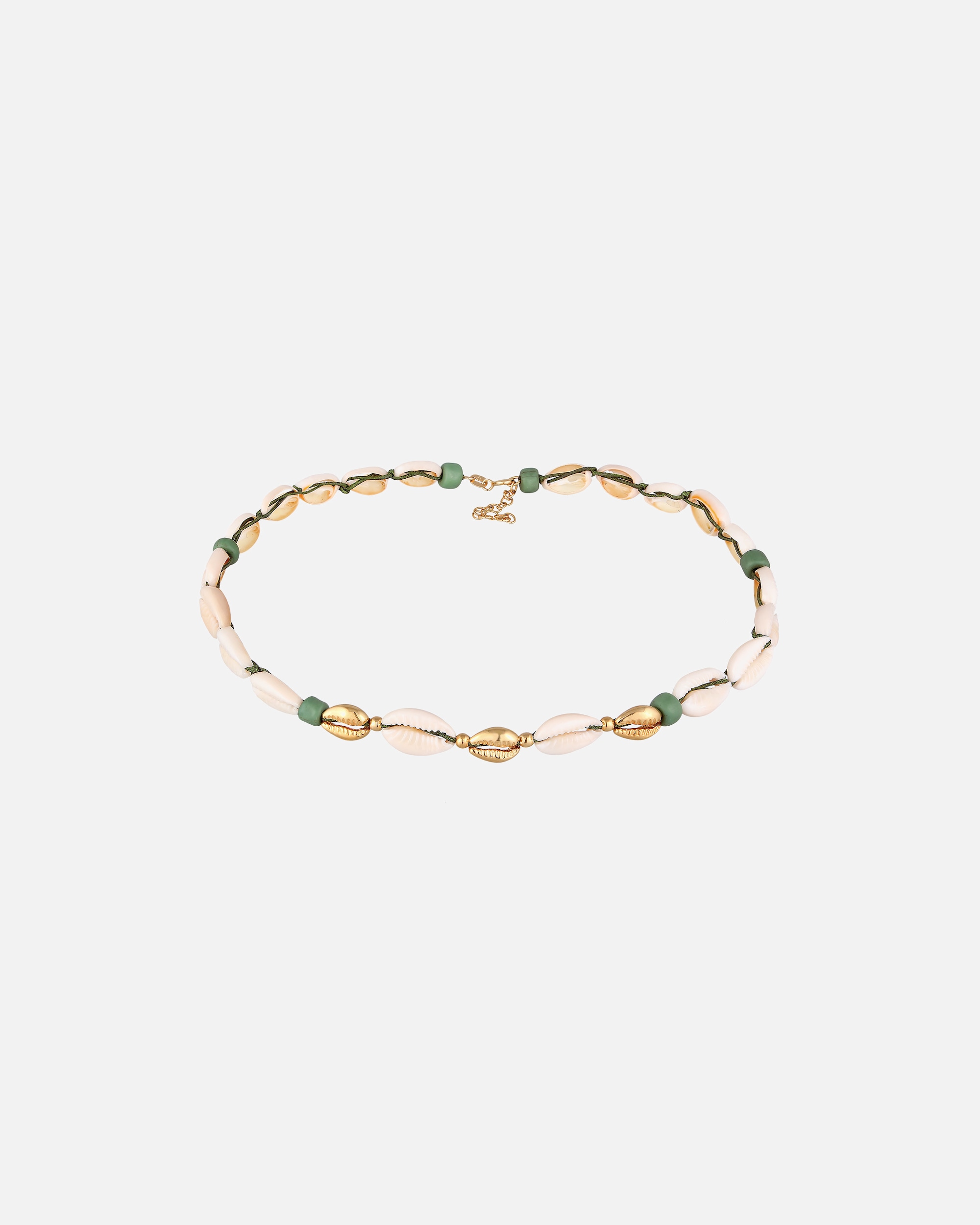 Naszyjnik dla Kobieta Elli Damski Choker szklane koraliki Surfer Style z muszlą Kauri w srebrze 925 Sterling Silver goldfarben