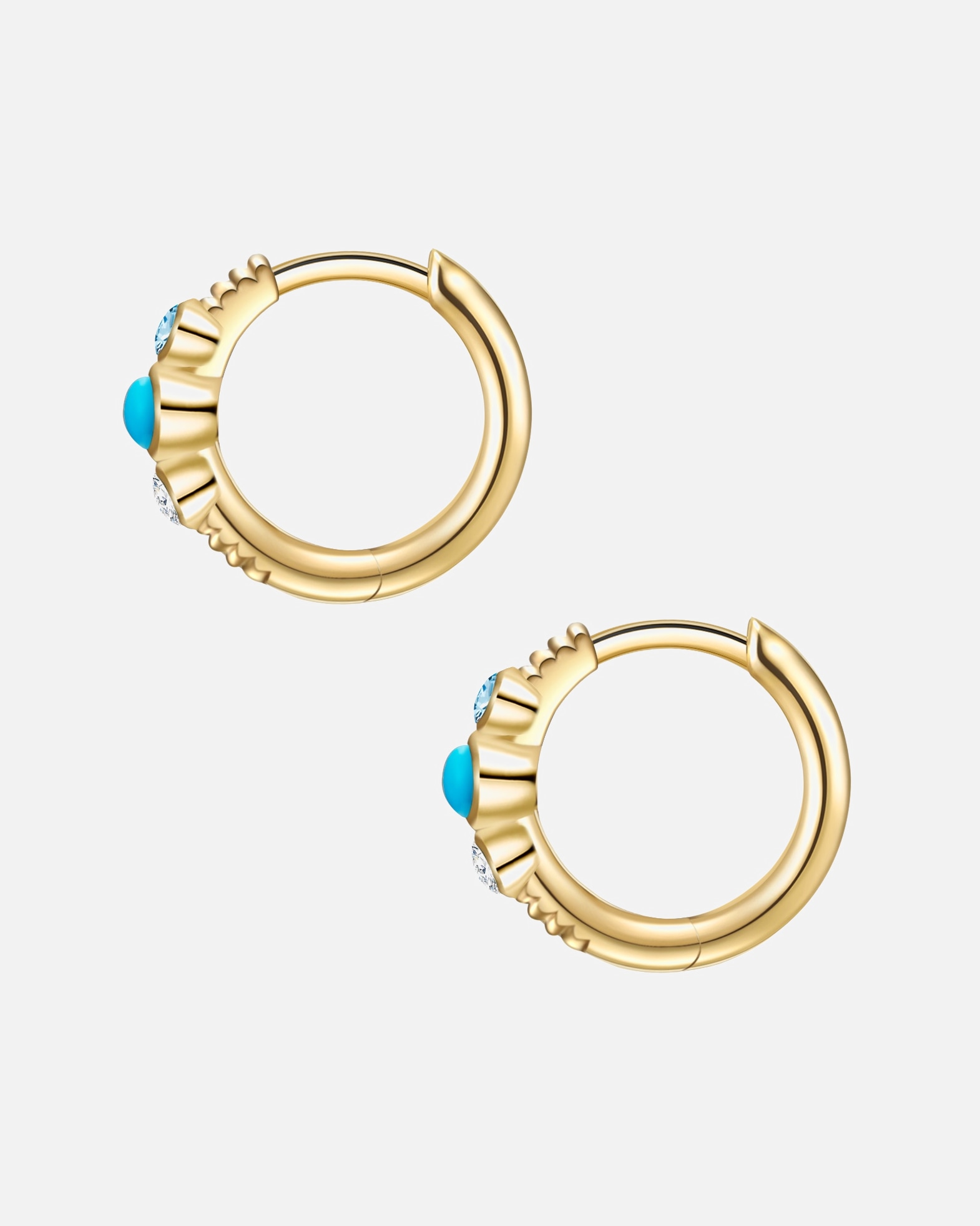 Kolczyki dla Kobieta Glanzstücke München Srebrne kolczyki kreole srebro wysokiej próby Turkusowy (rek.) żółte złoto 11,8 mm