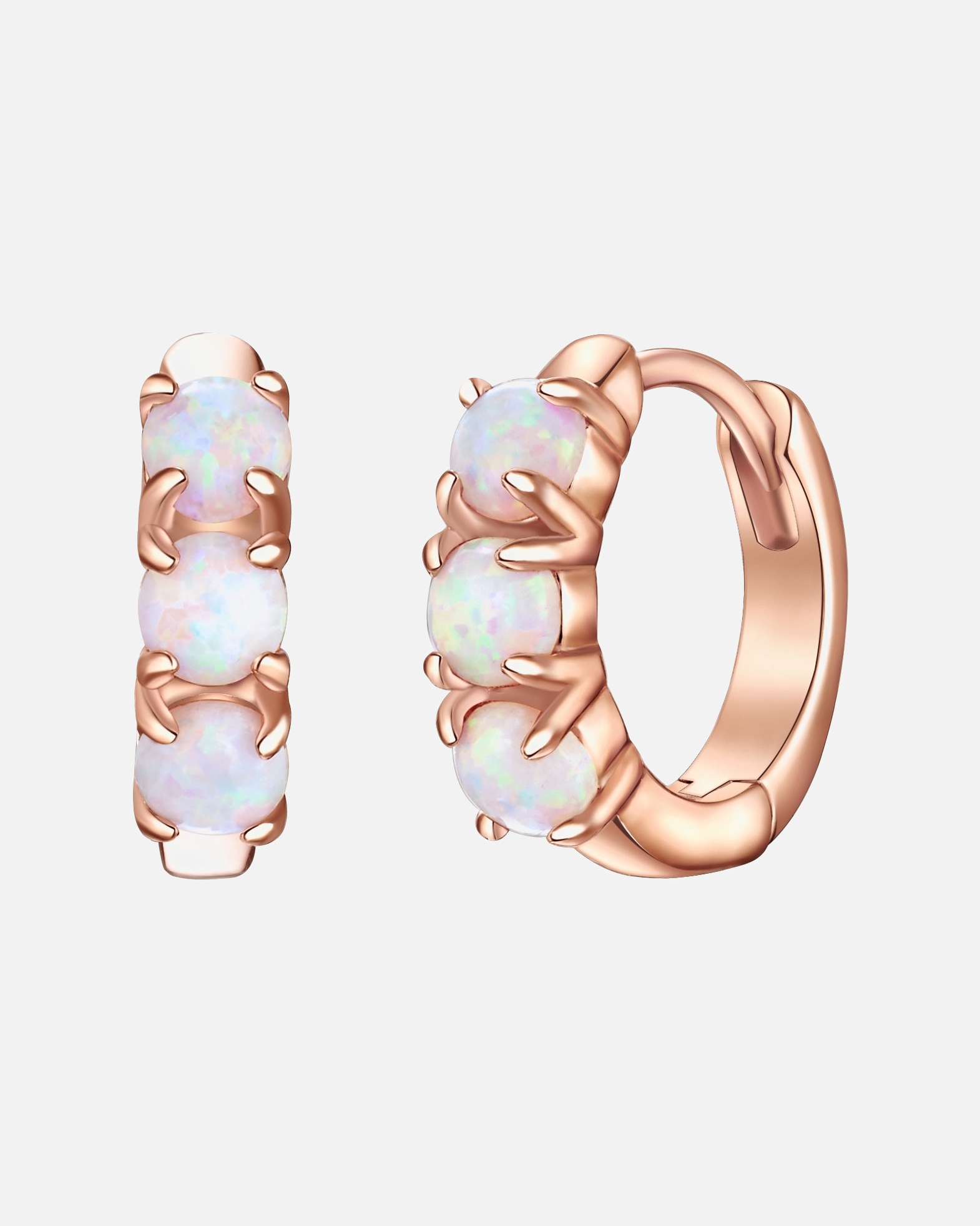 Kolczyki dla Kobieta Glanzstücke München Srebrne kolczyki kreole srebro wysokiej próby Opal (synt.) różowe złoto 10,5 mm