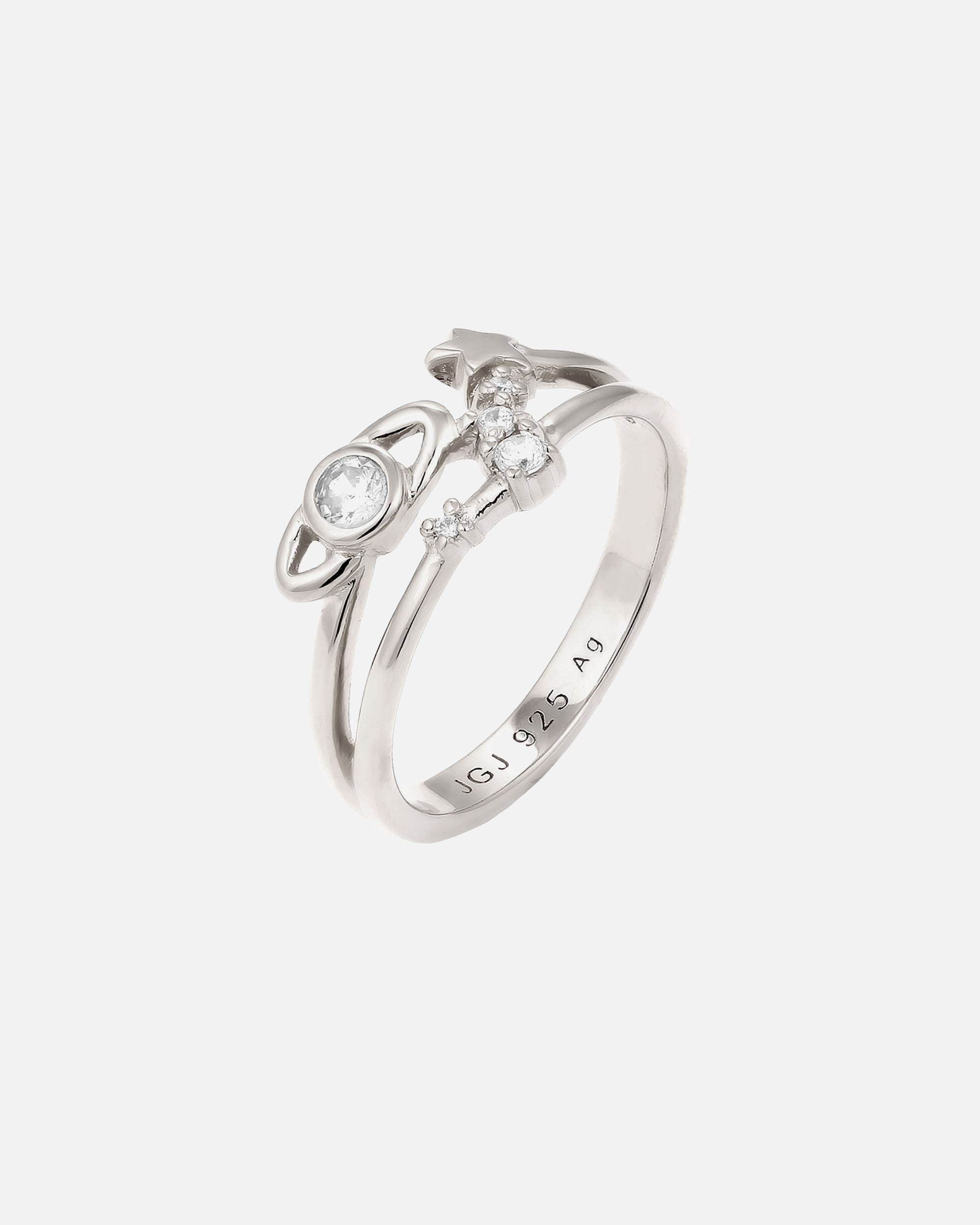 Pierścionek dla Kobieta Elli Pierścionek z Kamieniami Damski Gwiazda Cyrkonia Szlif Diamentowy Biały 925 Sterling Silver Astro 56