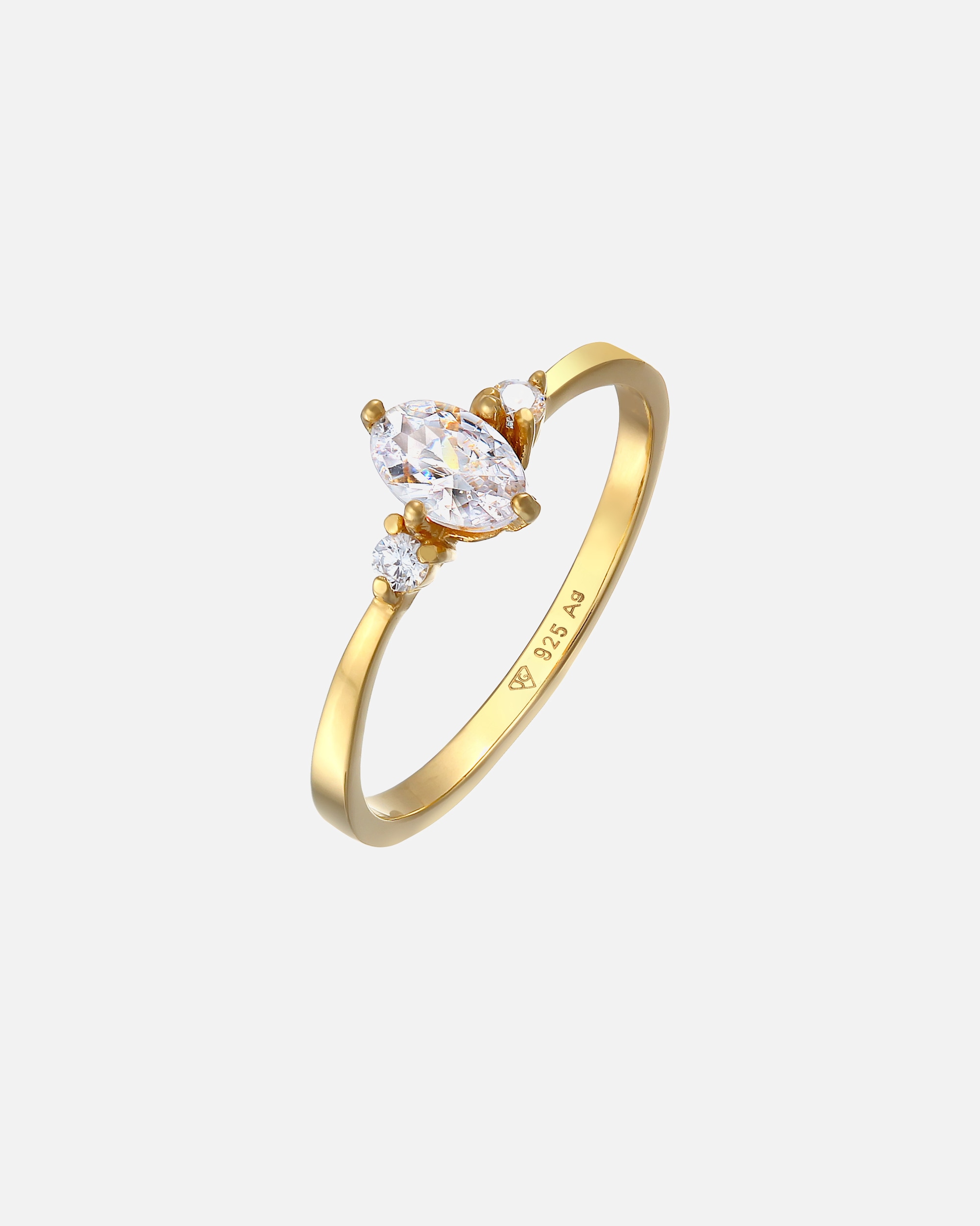 Pierścionek dla Kobieta Elli Damski pierścionek zaręczynowy owalny z kryształami cyrkonii w srebrze próby 925 Sterling Silver 56