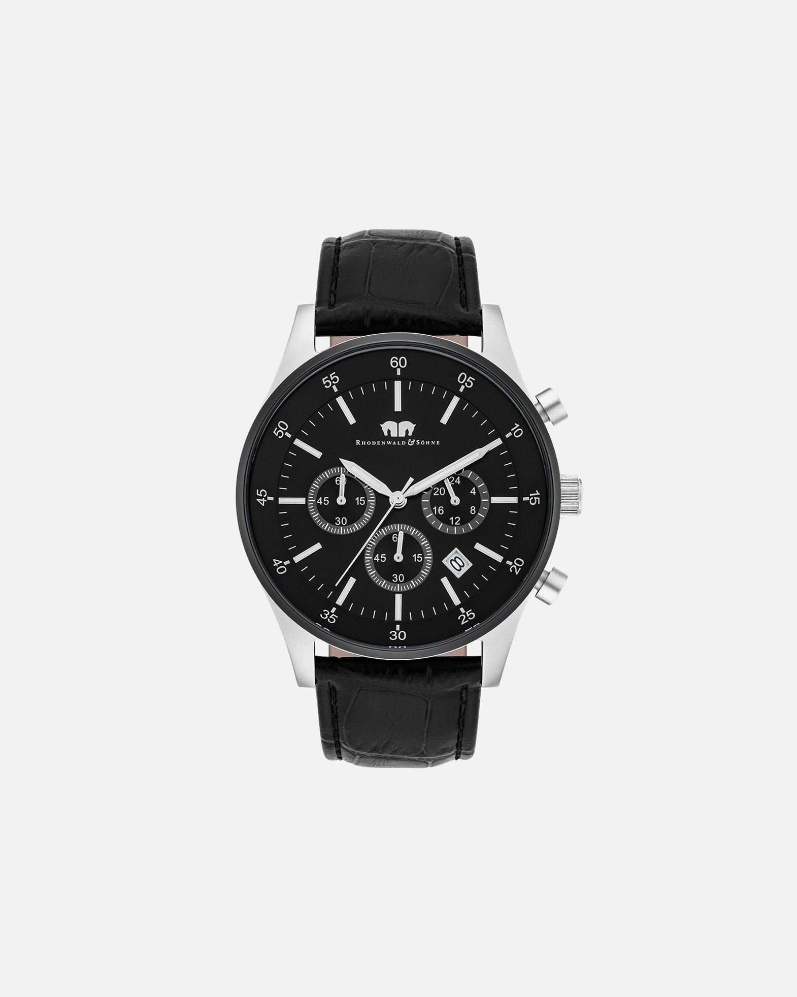 Zegar dla Mężczyzna Chronograf Goodwill Srebrny/czarny Skóra naturalna Czarny 45,0 mm