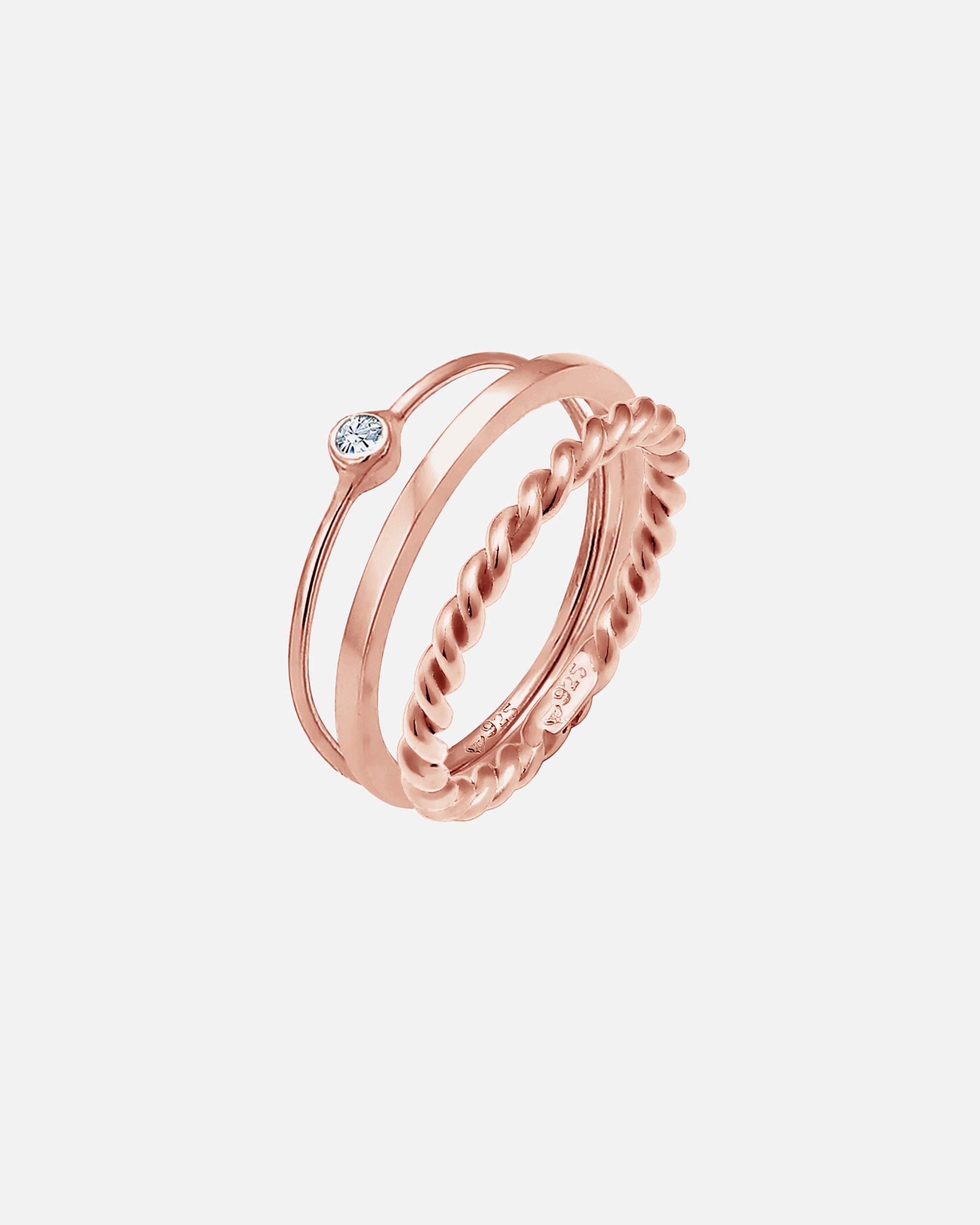 Pierścionek dla Kobieta Elli Zestaw damski pasjans Basic Twisted z kryształem ze srebra próby 925 58