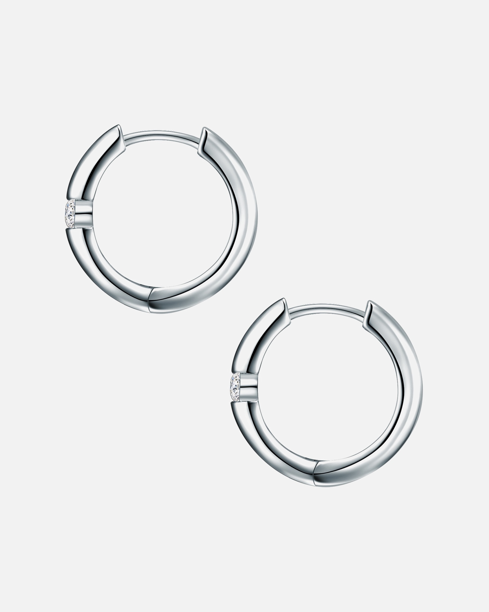 Obrączki dla Kobieta Trilani Srebrne kolczyki kreole srebro wysokiej próby Cyrkonia srebrny 15,2 mm