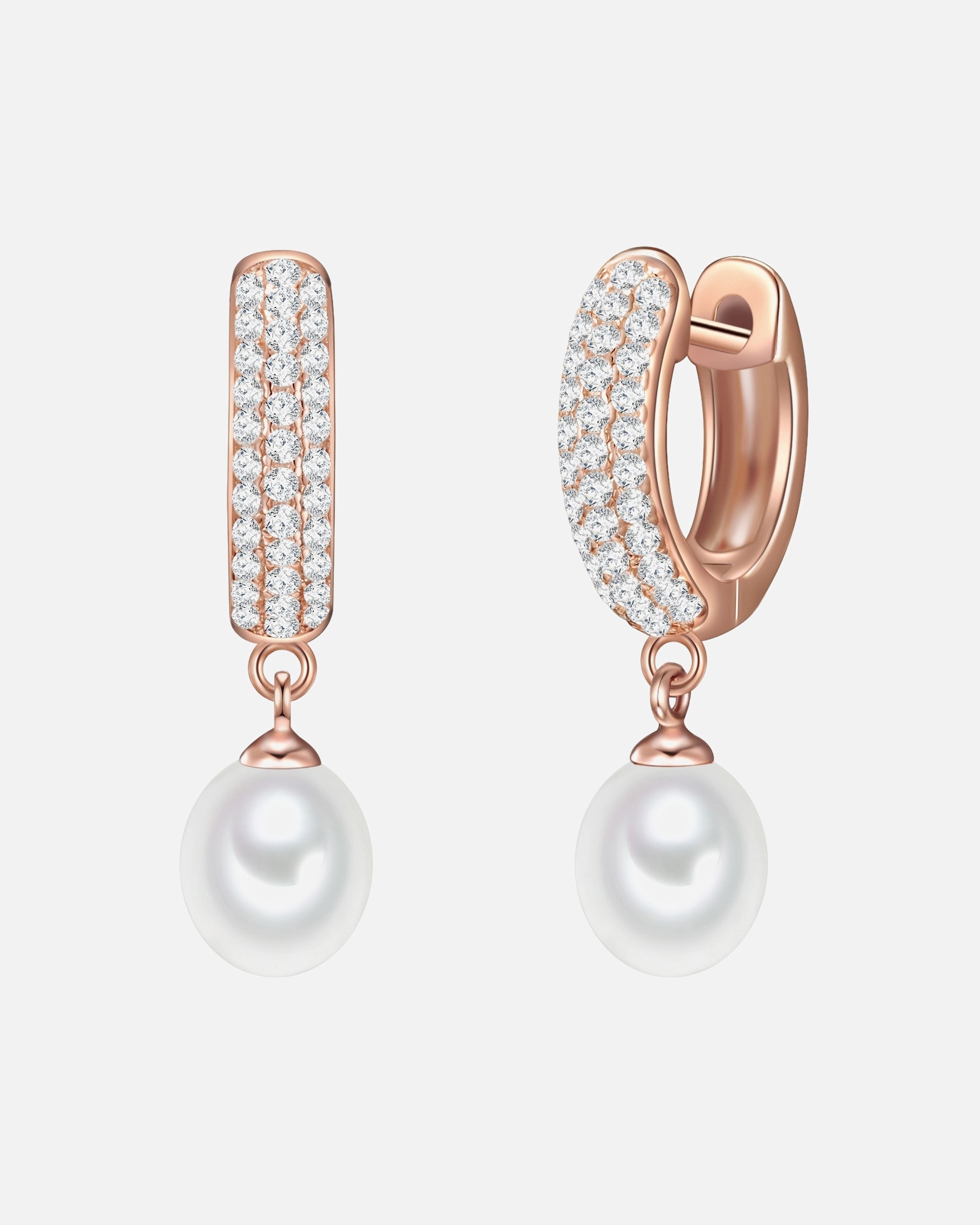 Kolczyki dla Kobieta Valero Pearls Srebrne kolczyki kreole srebro wysokiej próby Cyrkonia Perła hodowlana słodkowodna srebrny 26,1 mm