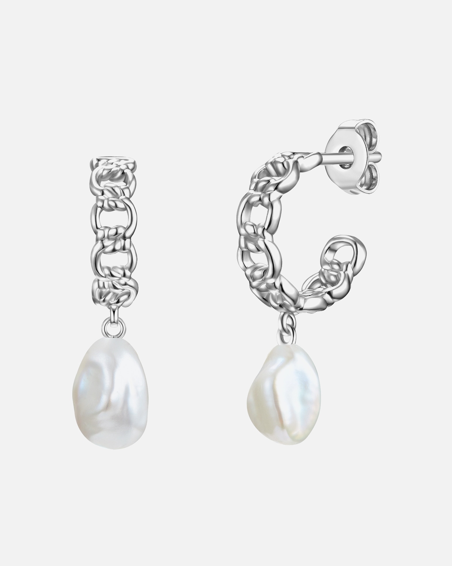 Kolczyki dla Kobieta Srebrne kolczyki kreole srebro wysokiej próby Perła hodowlana słodkowodna srebrny 12,4 mm