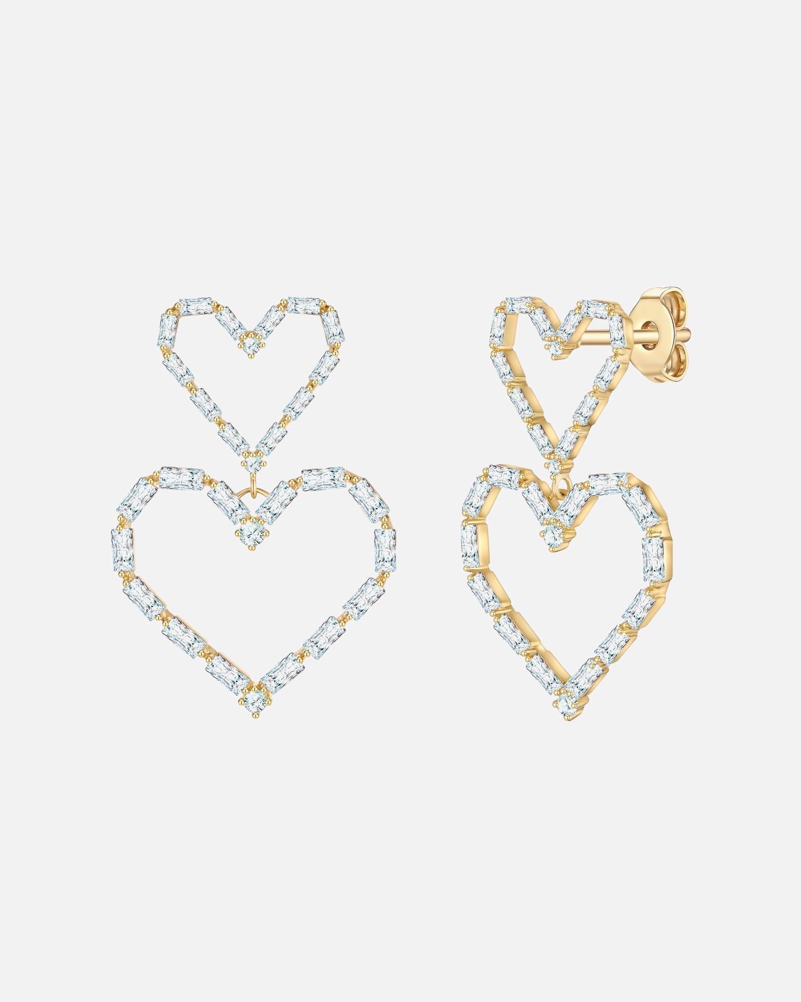 Kolczyki dla Kobieta Yokoamii Kolczyki wiszace serce z pozlacanego mosiadzu z cyrkonia 39,1 mm