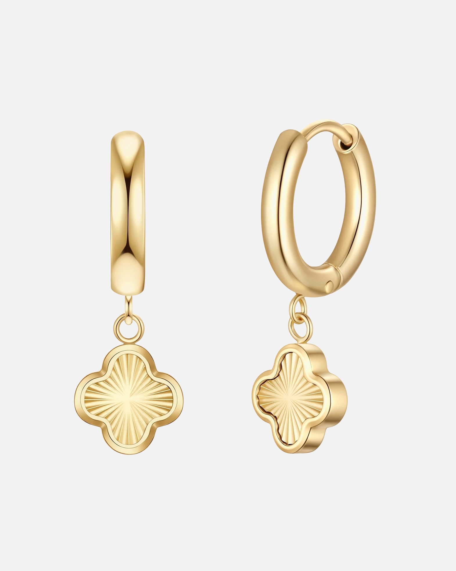 Obrączki dla Kobieta Glanzstücke München Kolczyki Creolen koniczyna ze stali nierdzewnej w zlocie 20,8 mm