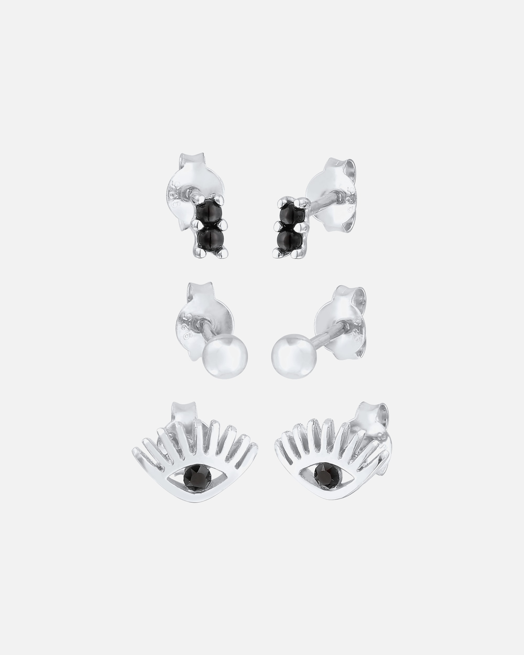 Kolczyki dla Kobieta Elli Damskie Kolczyki sztyfty Evil eye zestaw3- częściowy z kryształami w srebrze próby 925 silberfarben