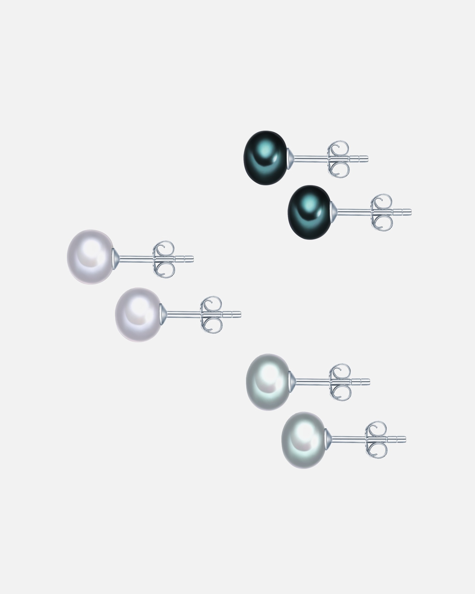 Kolczyki dla Kobieta Valero Pearls Kolczyki sztyfty z perłą srebro wysokiej próby Perła hodowlana słodkowodna srebrny 7,0 mm