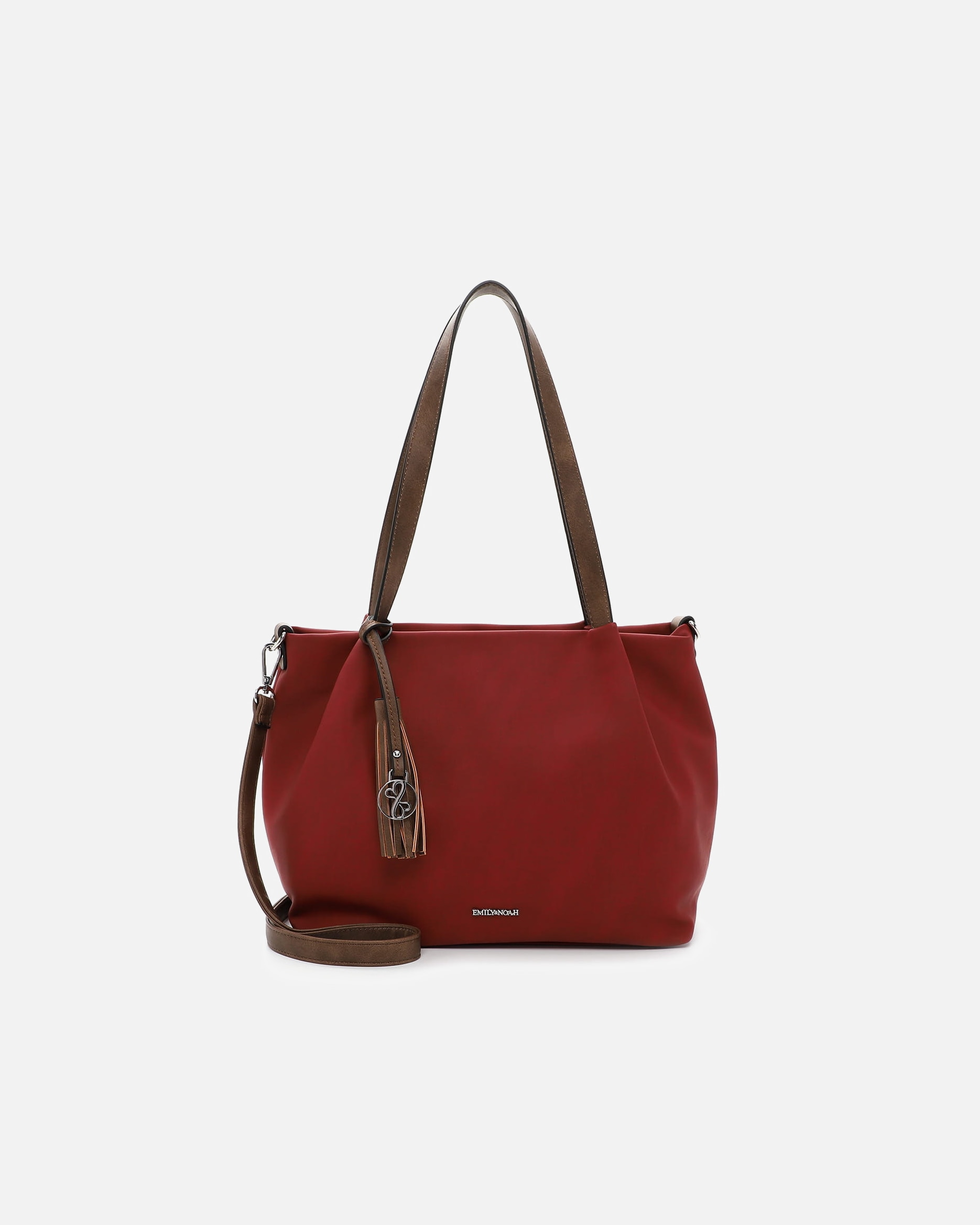 Torba dla Kobieta Emily & Noah Torebka Shopper E&N Elke Red/Cognac