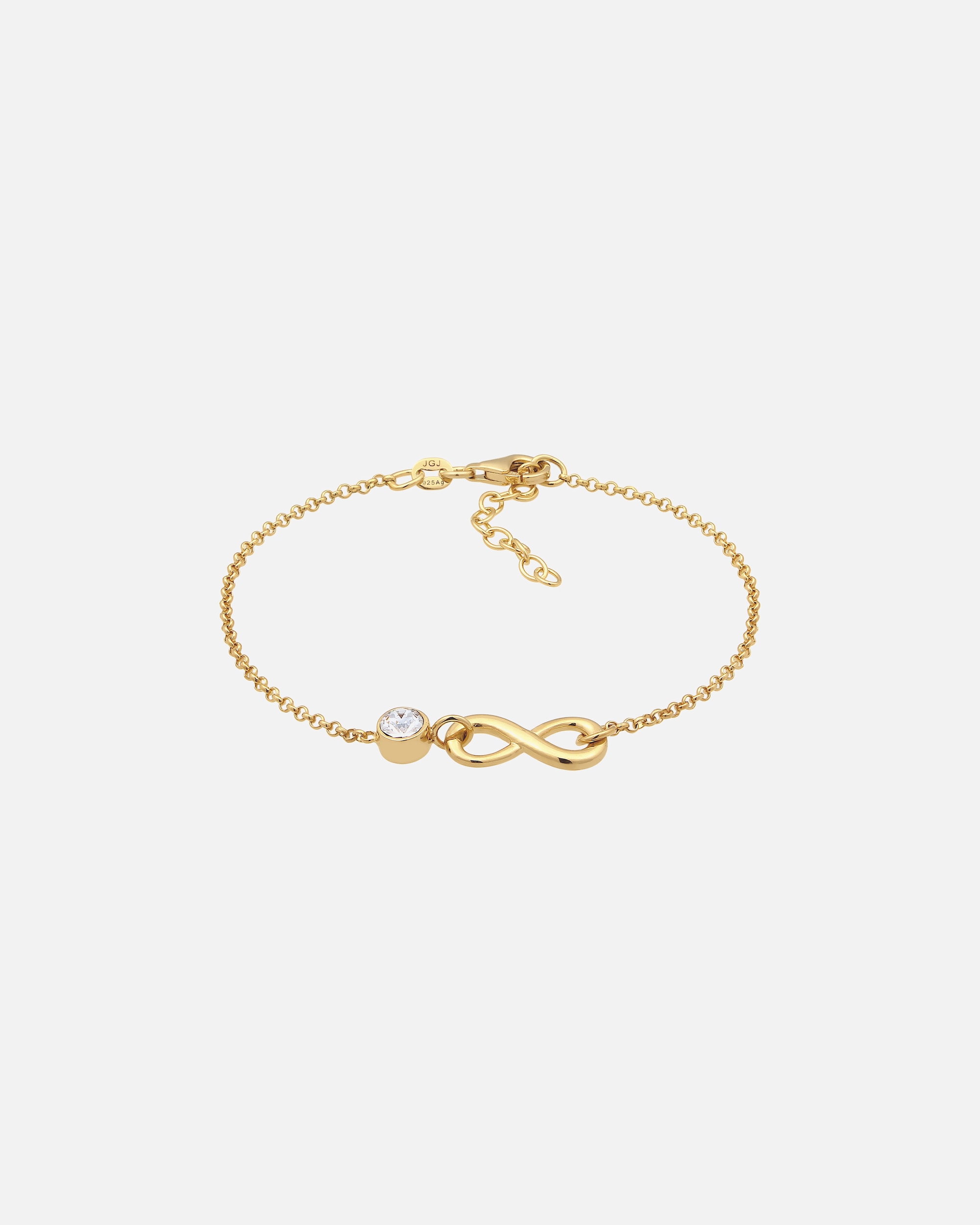 Bransoletka dla Kobieta Elli Bransoletka z Kamieniami Damska Infinity Łańcuszek Link Szklane Kryształy Szlif Xirius Białe 925 Sterling Silver 16 cm goldfarben