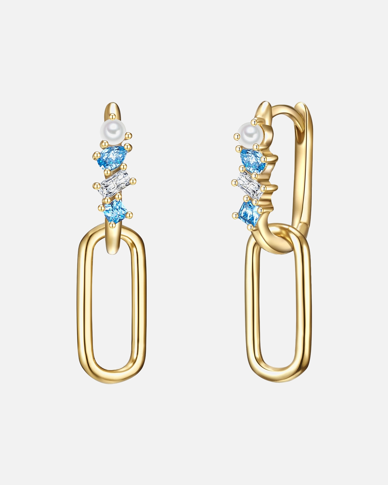 Kolczyki dla Kobieta Glanzstücke München Kolczyki wiszące srebrne srebro wysokiej próby Cyrkonia Perła hodowlana słodkowodna żółte złoto 25,0 mm