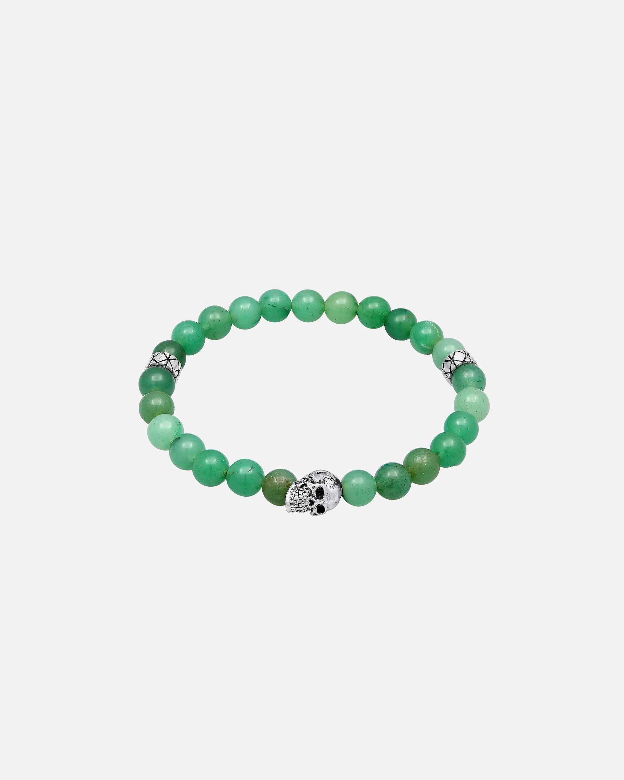 Bransoletka dla Mężczyzna KUZZOI Męskie koraliki czaszka Vintage z awenturynem ze srebra próby 925 Sterling Silver 21