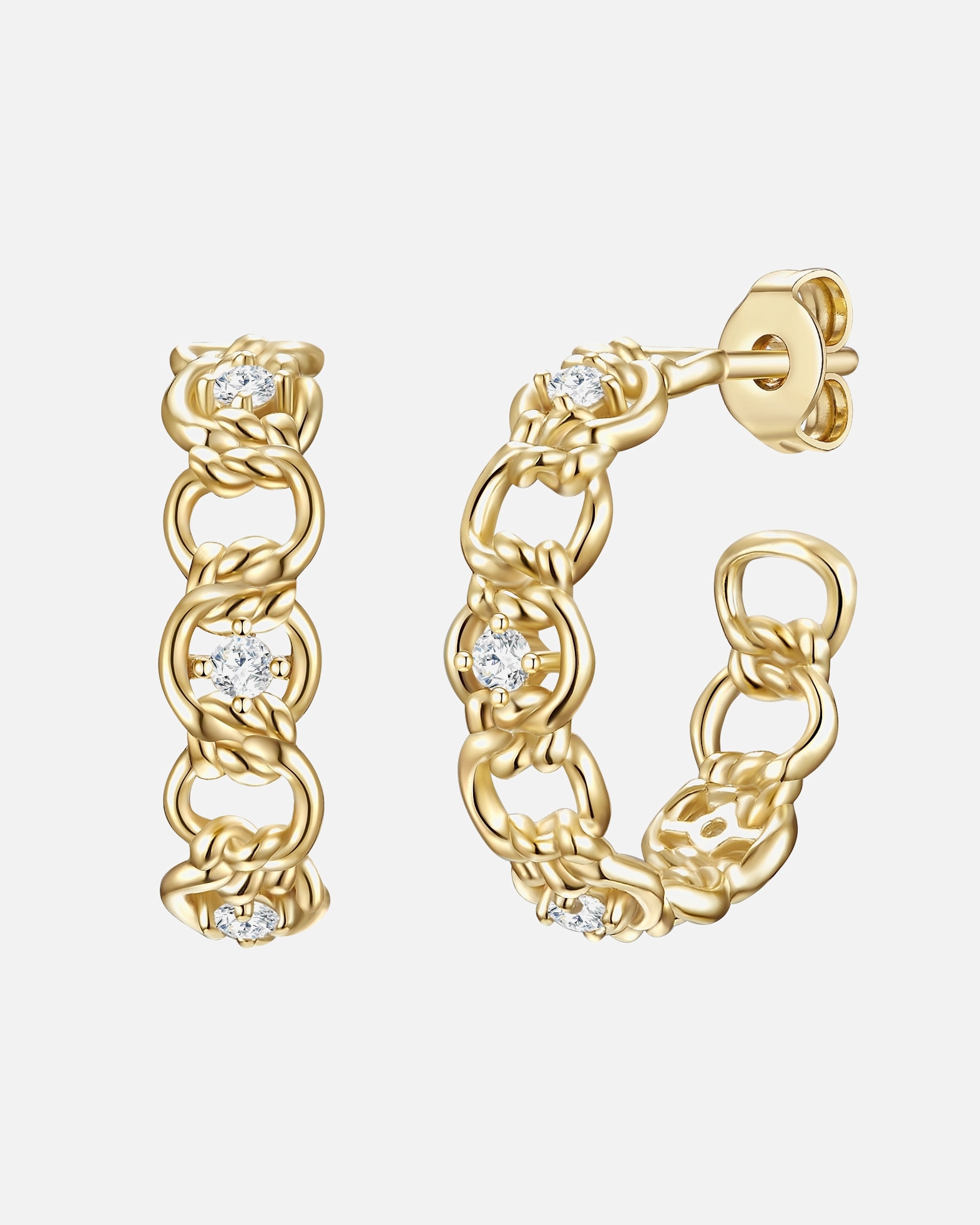 Kolczyki dla Kobieta Srebrne kolczyki kreole srebro wysokiej próby Cyrkonia żółte złoto 19,2 mm