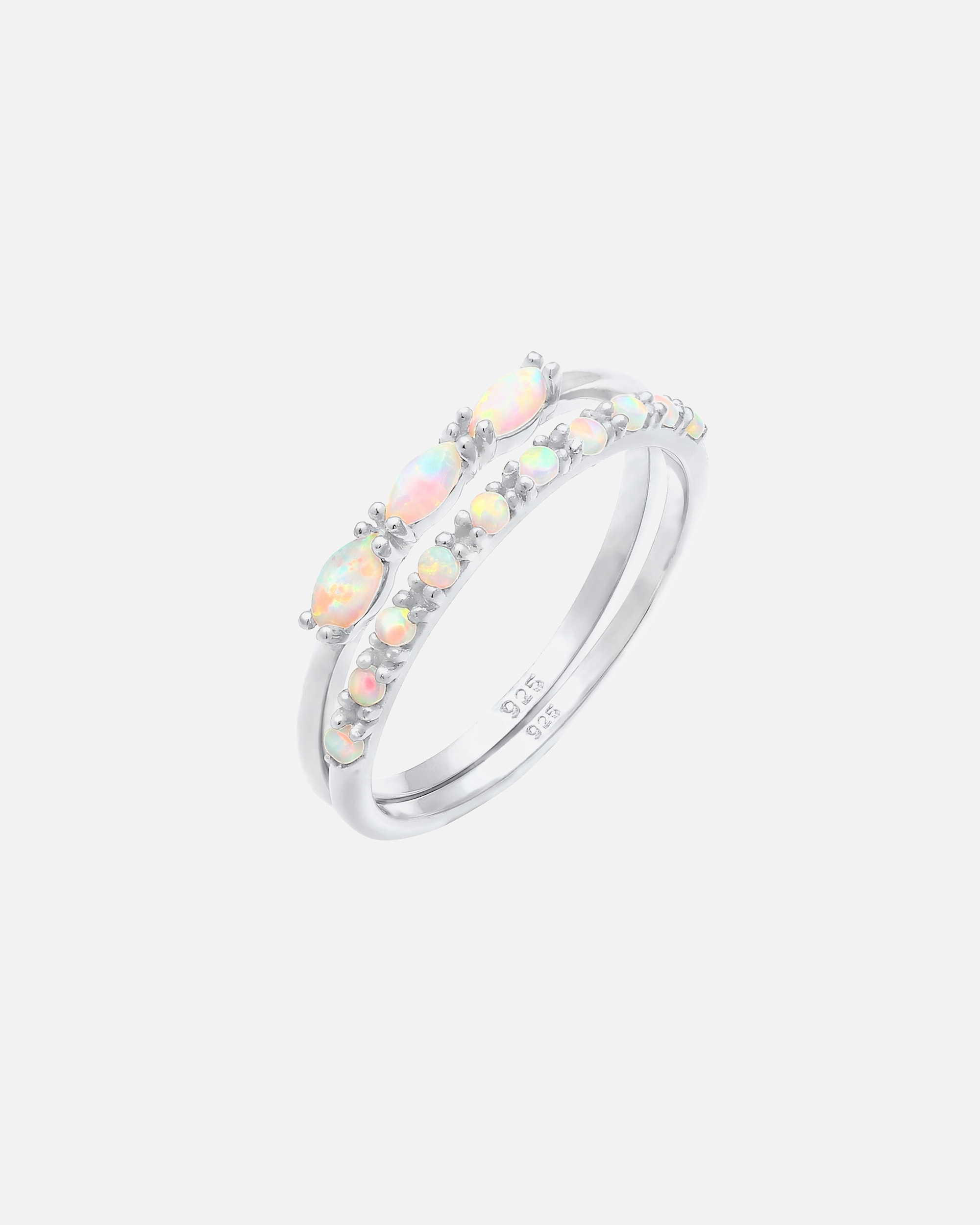 Pierścionek dla Kobieta Elli Zestaw damski z syntetycznym opalem w stylu vintage, pozłacany 925 Sterling Silver. 54