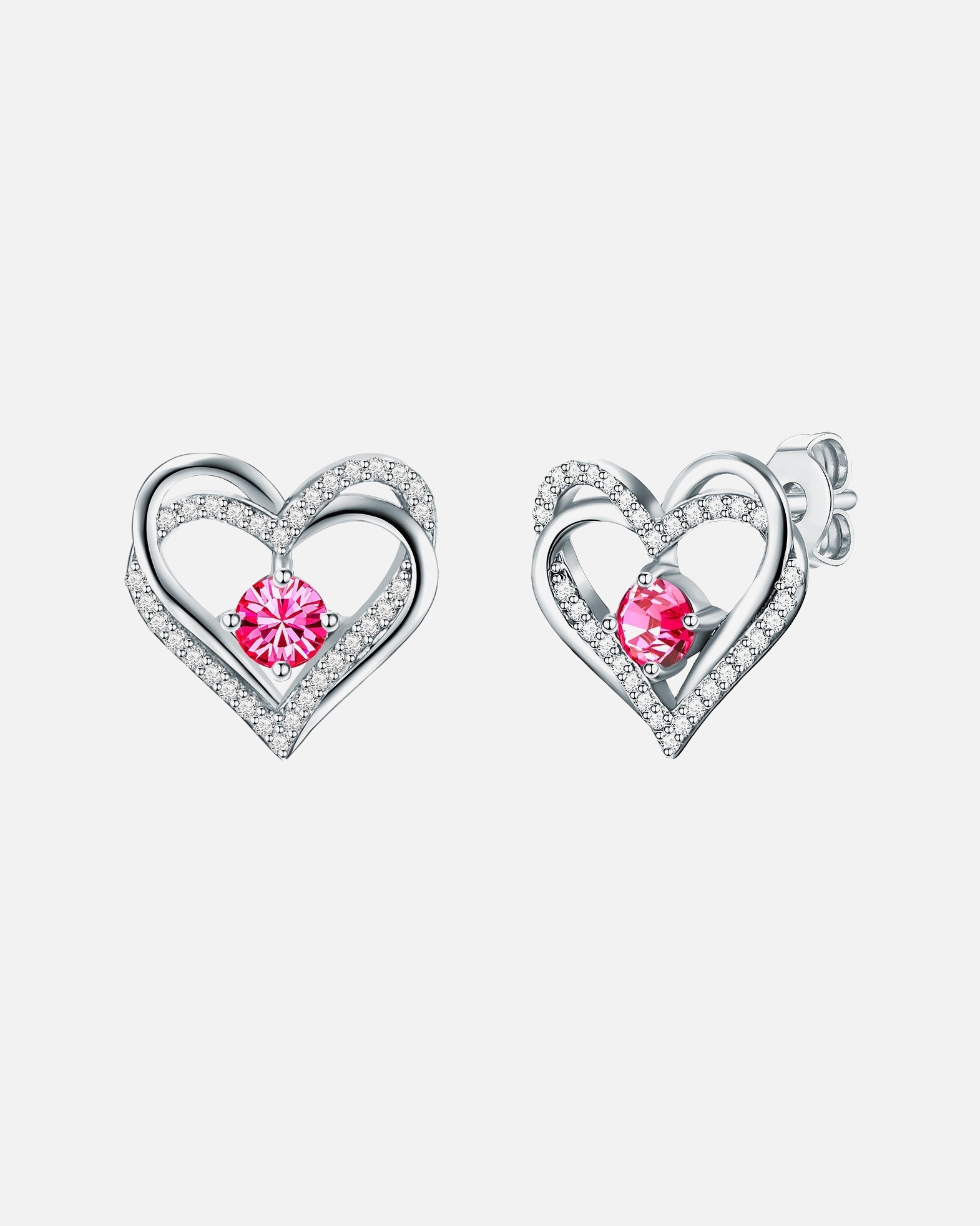 Kolczyki dla Kobieta Kolczyki sztyfty z kryształkami Swa Serce srebro wysokiej próby zdobiony kryształkami Swarovski® srebrny 13,6 mm