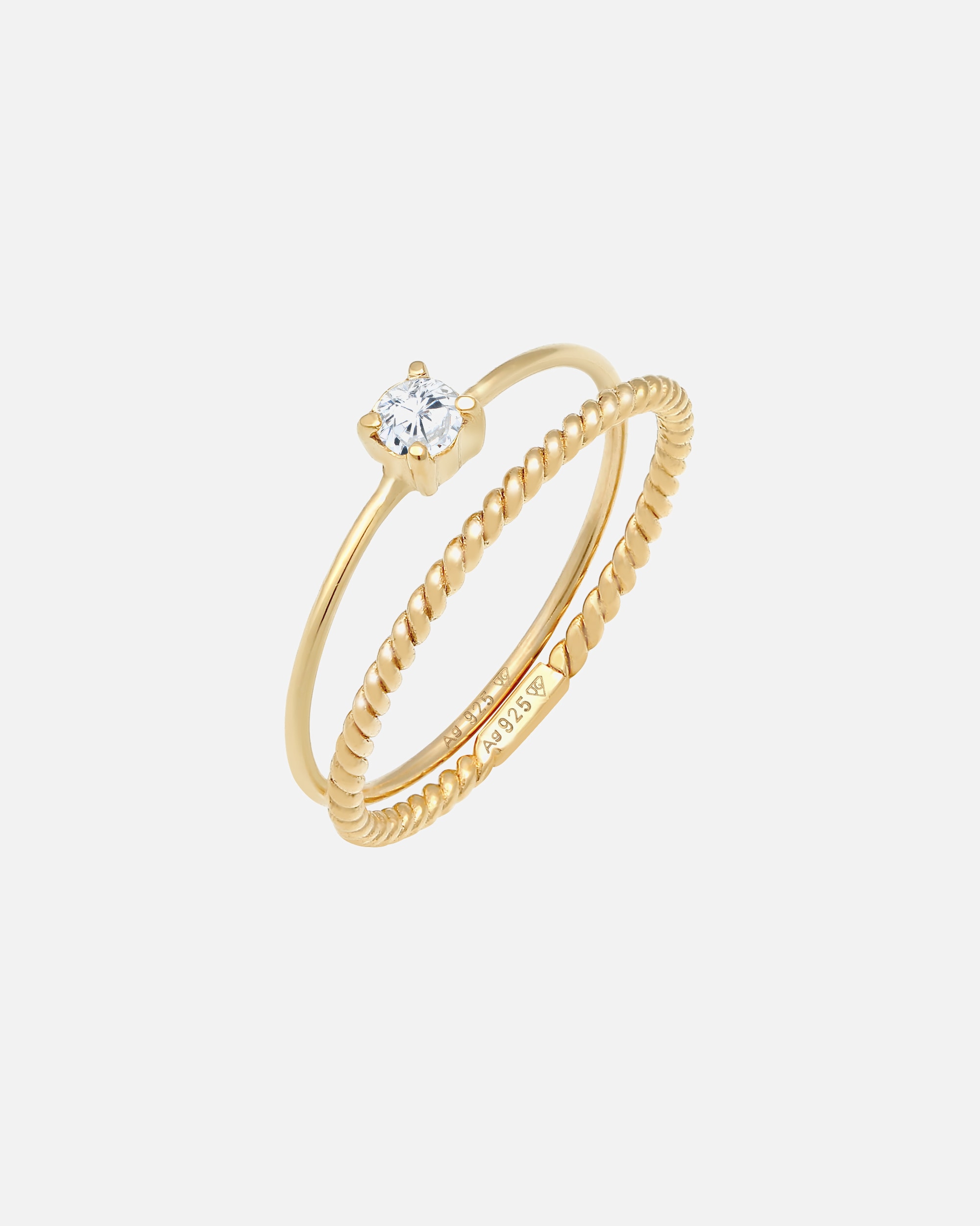 Pierścionek dla Kobieta Elli Damski zestaw pierścieni Twisted Trend Blogger z cyrkoniami w pozłacanym srebrze próby 925 Sterling Silver 56