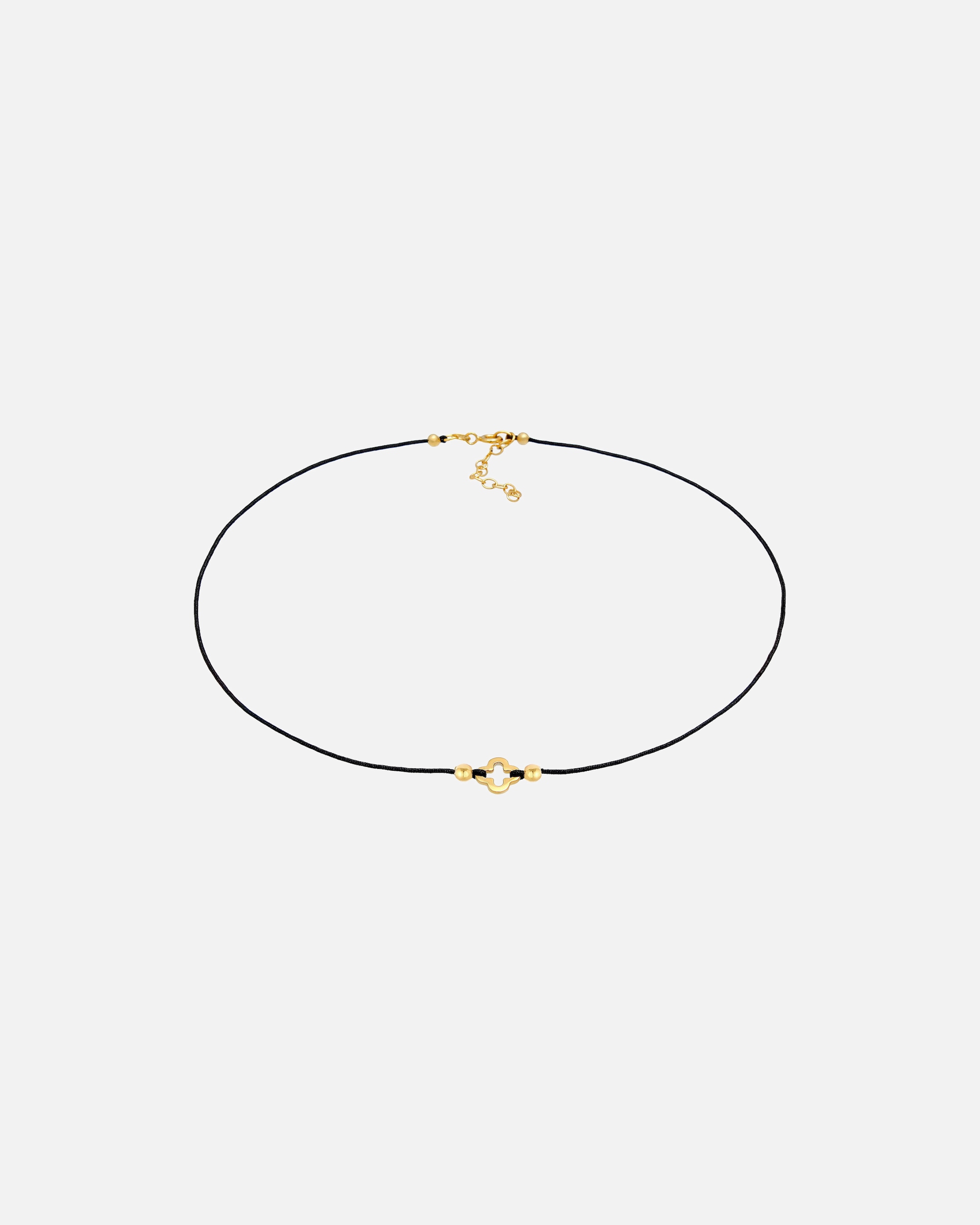 Naszyjnik dla Kobieta Elli Damski Choker z nylonu Liść Koniczyny Talizman Szczęścia wykonany z pozłacanego srebra próby 925 Sterling Silver goldfarben