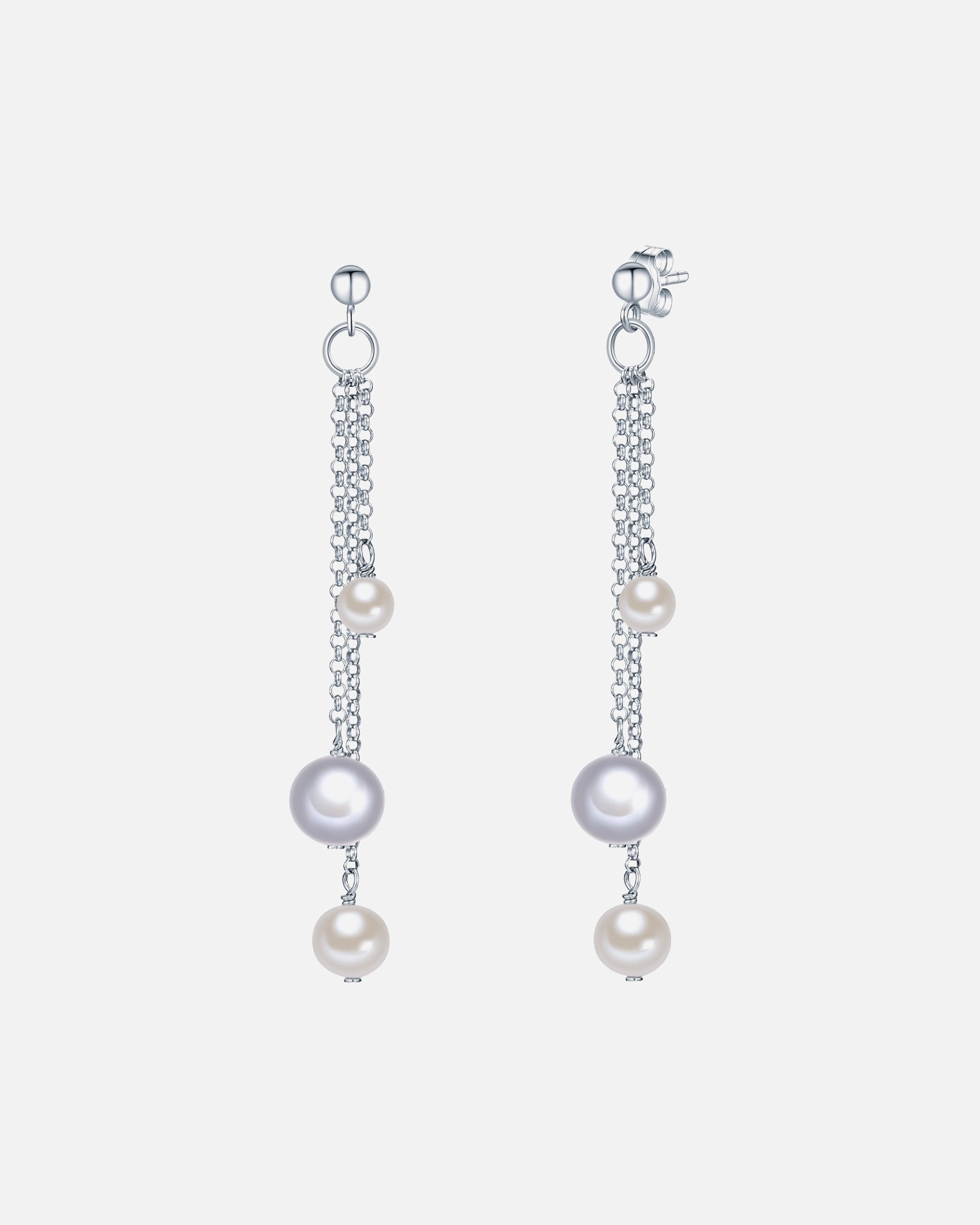 Kolczyki dla Kobieta Kolczyki wiszące z perłą srebro wysokiej próby Perła hodowlana słodkowodna srebrny 50,0 mm