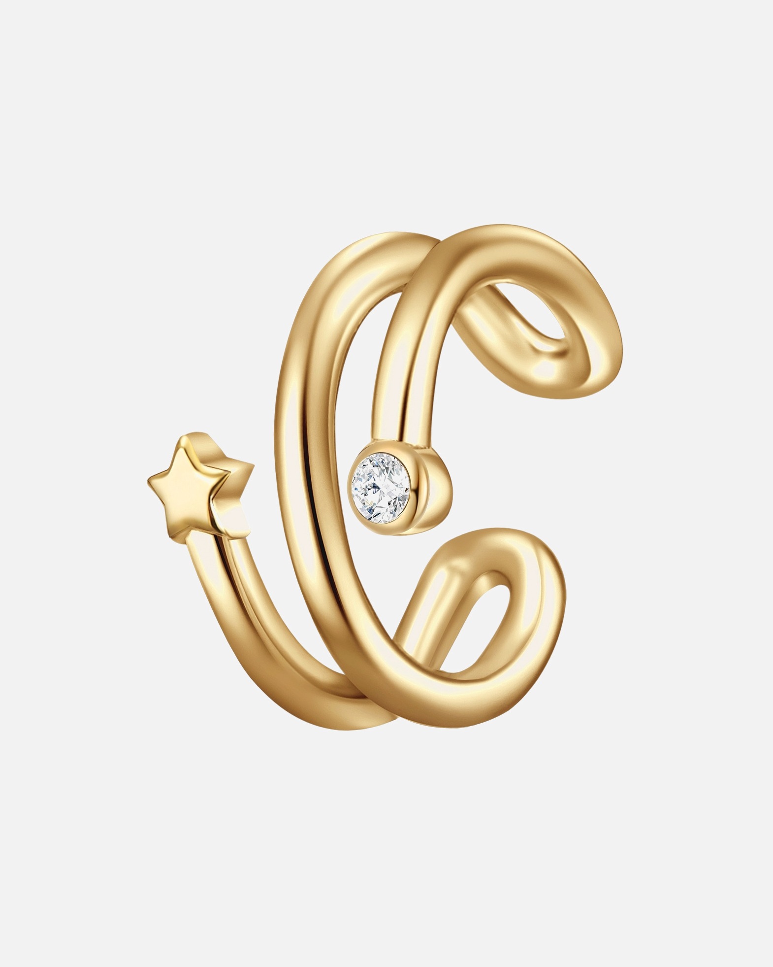 Kolczyki dla Kobieta Kolczyki Gwiazda z Srebro wysokiej próby w Żółte złoto 14,0 mm