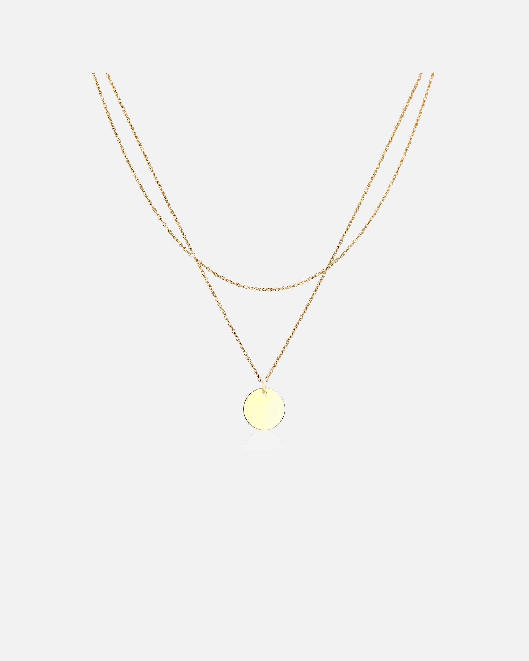 Naszyjnik dla Kobieta Elli Damski zestaw warstwowy płytka koło Basic Minimal w pozłacanym srebrze 925 Sterling Silver goldfarben