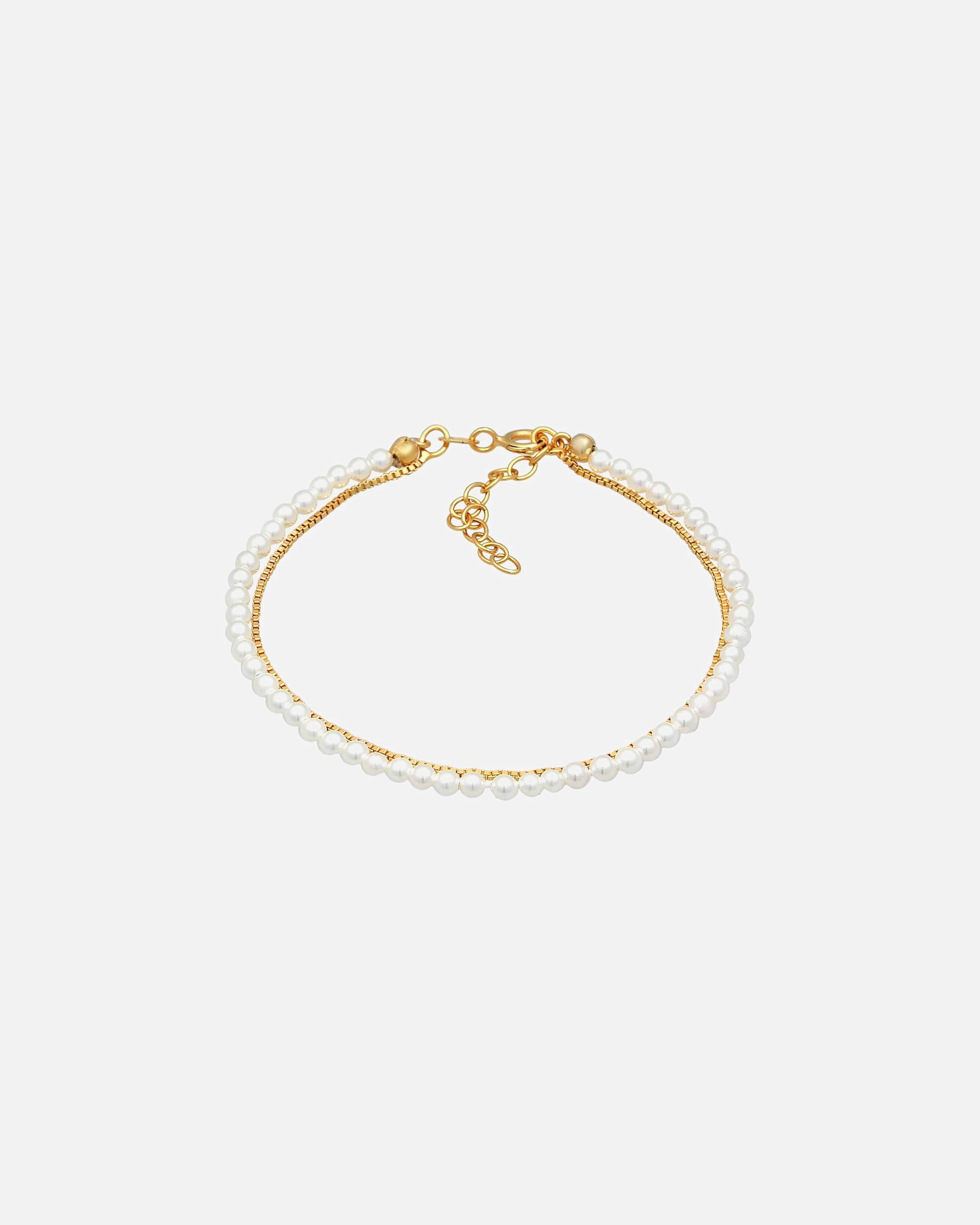 Bransoletka dla Kobieta Elli Damski warstwowa elegancka z perłami muszlowymi z pozłacana srebra 925 Sterling Silver 16
