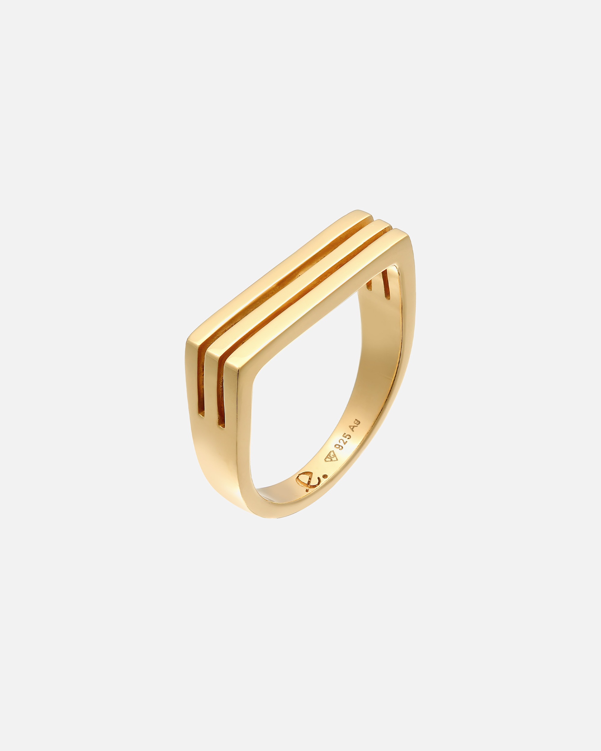 Pierścionek dla Kobieta Elli PREMIUM Damski sygnet prostokąt w rodowanym srebrze 925 Sterling Silver 62